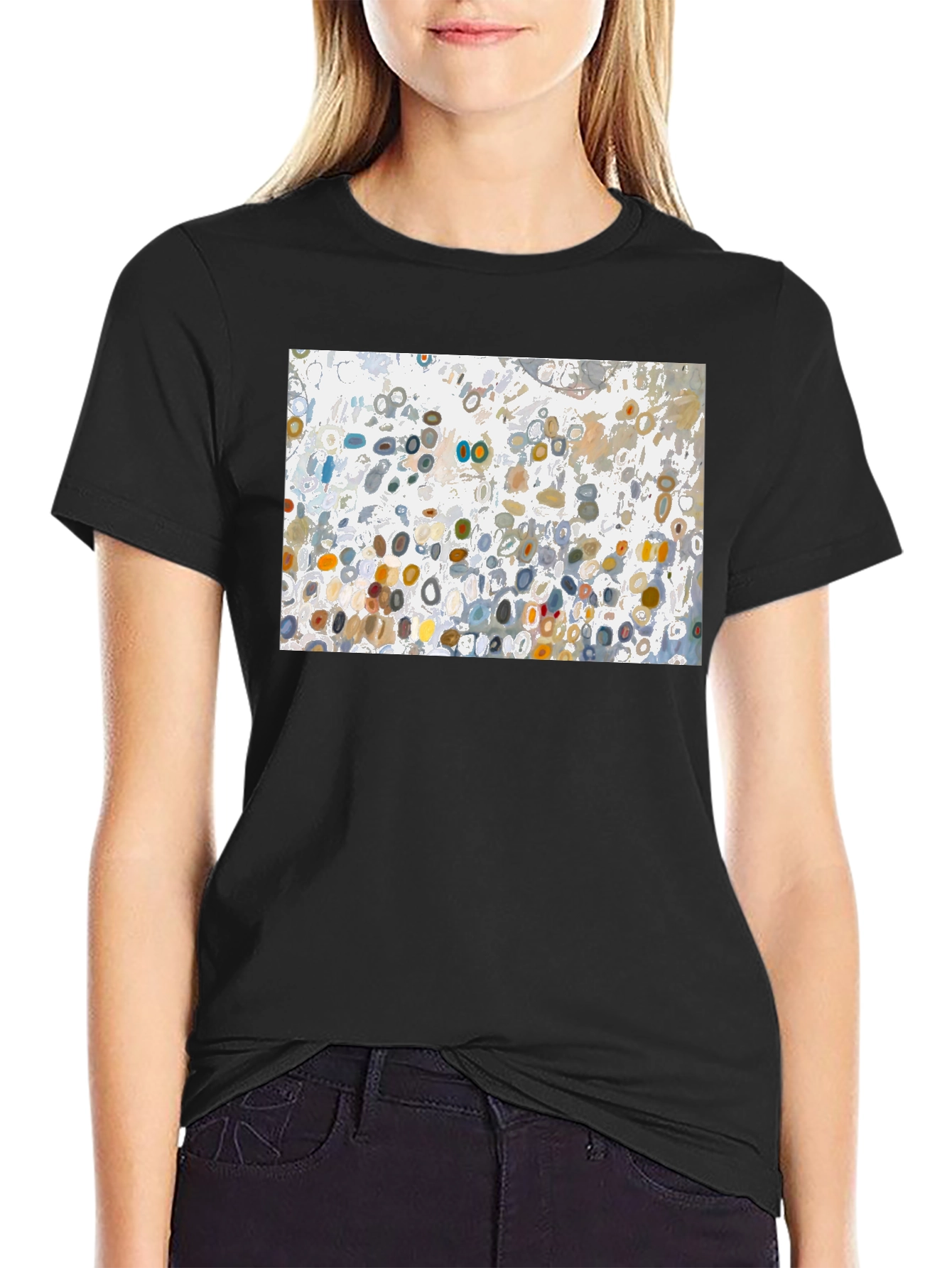 Abstract Circle Pattern Black T-Shirt