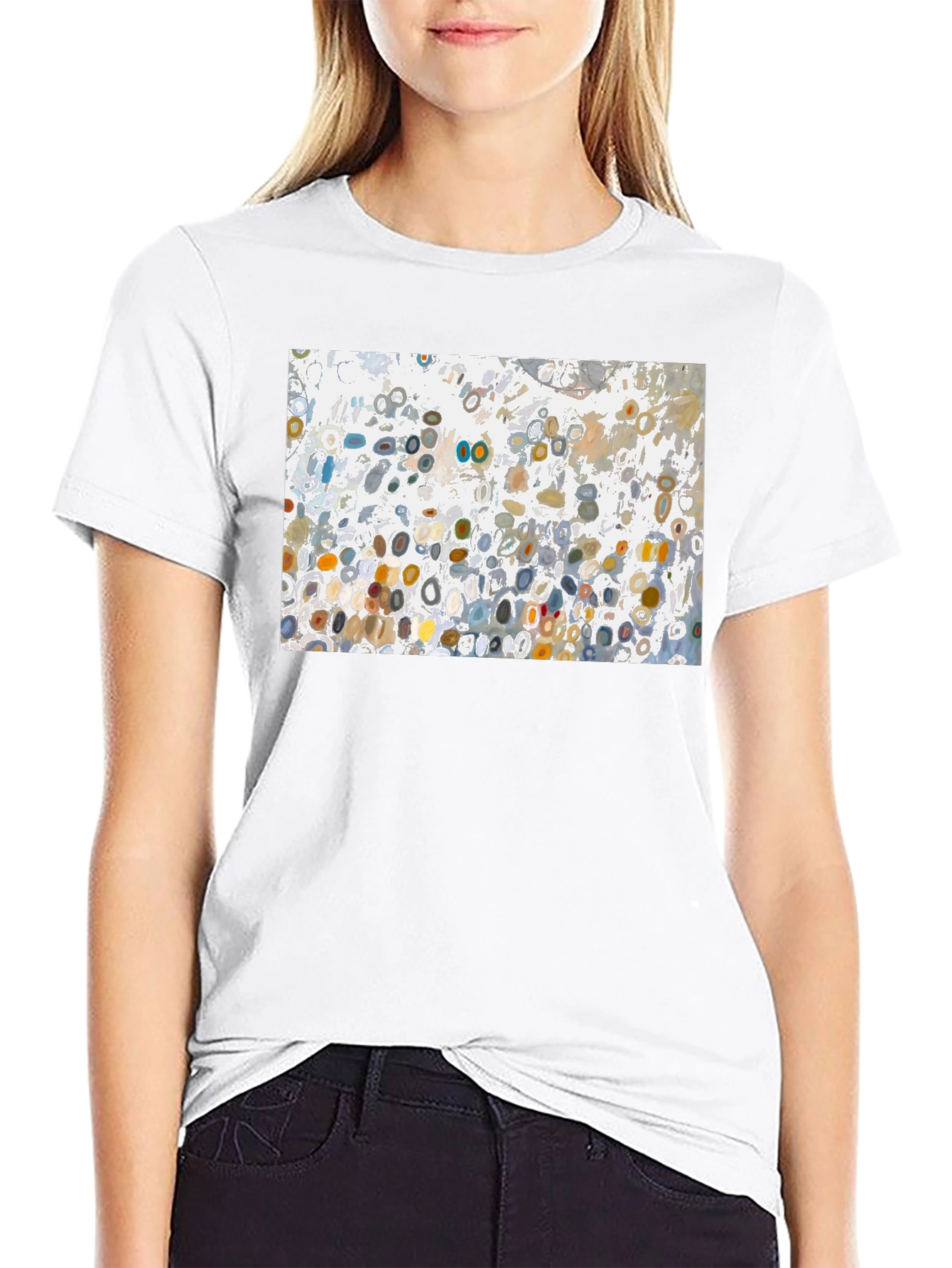 Abstract Circle Pattern Black T-Shirt