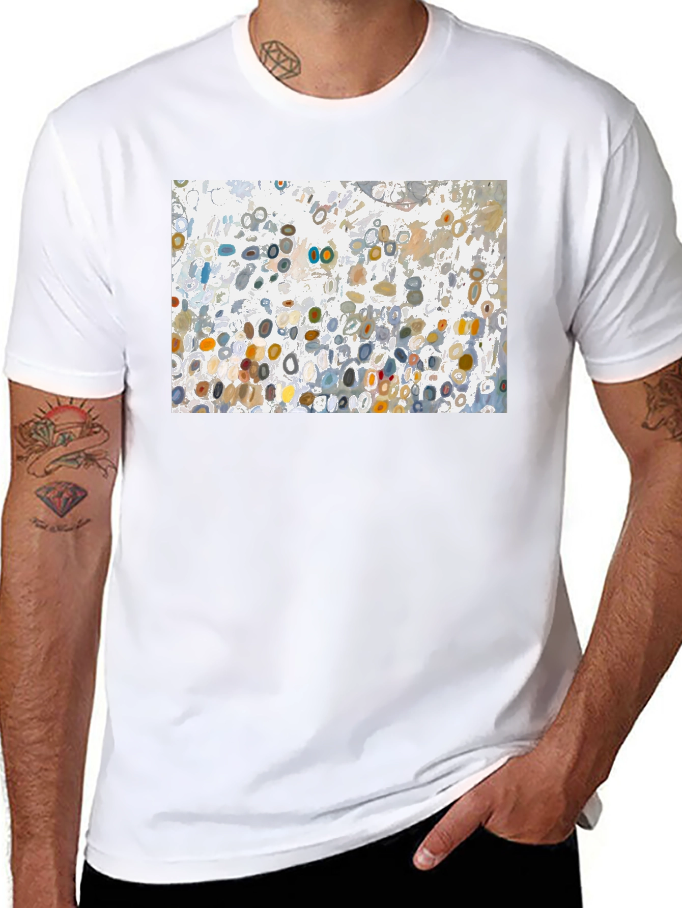 Abstract Circle Pattern Black T-Shirt