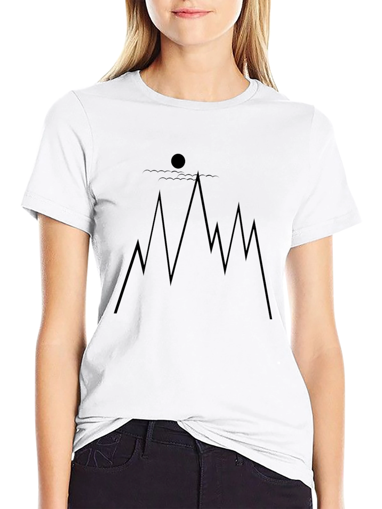 Minimalist Mountain Scene Black Tee