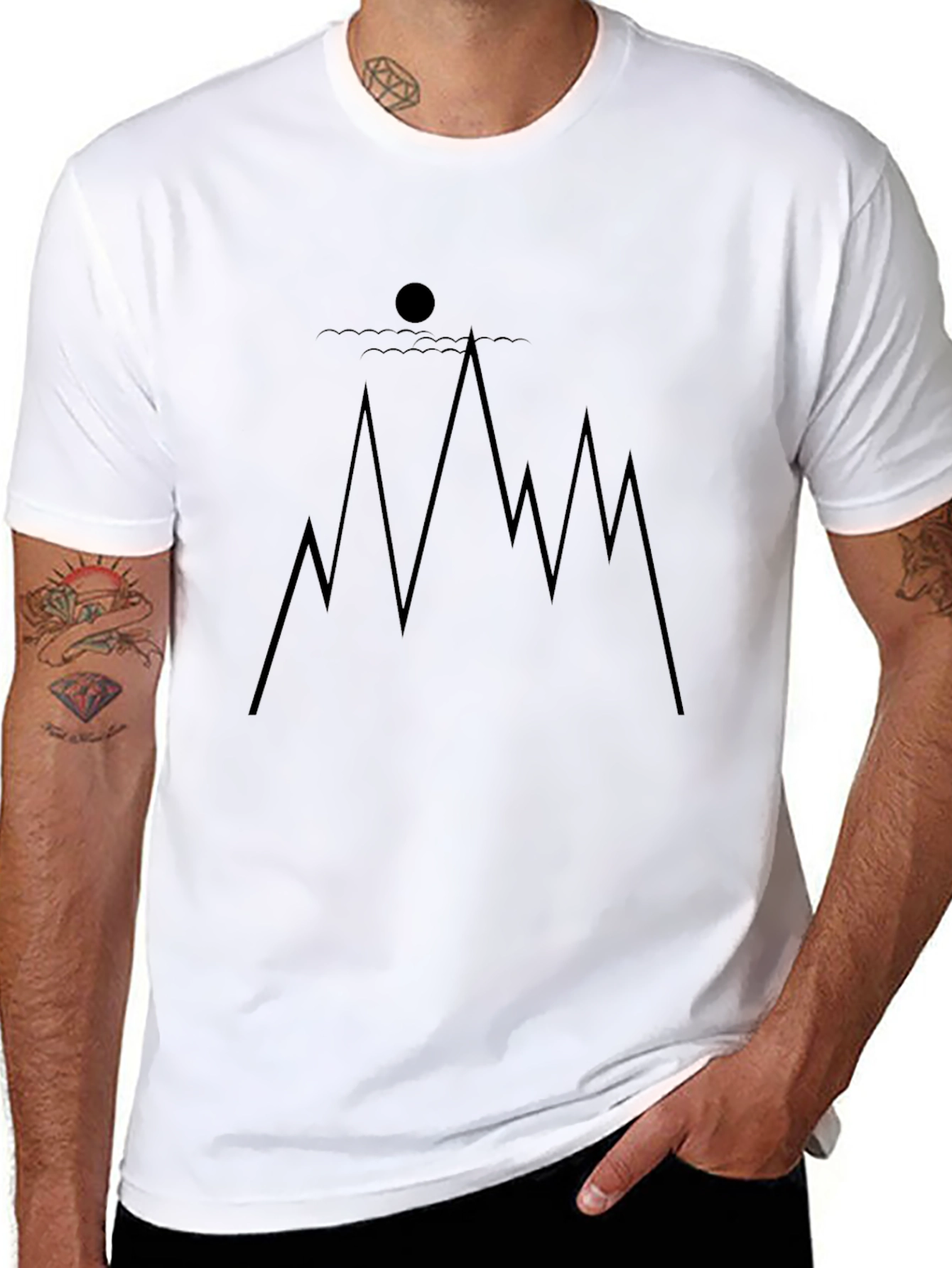 Minimalist Mountain Scene Black Tee