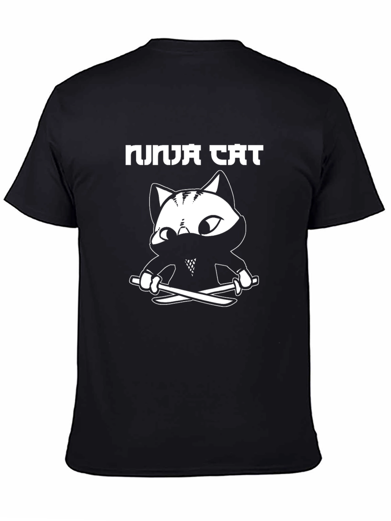 Ninja Cat Graphic Tee - Black Cotton Blend