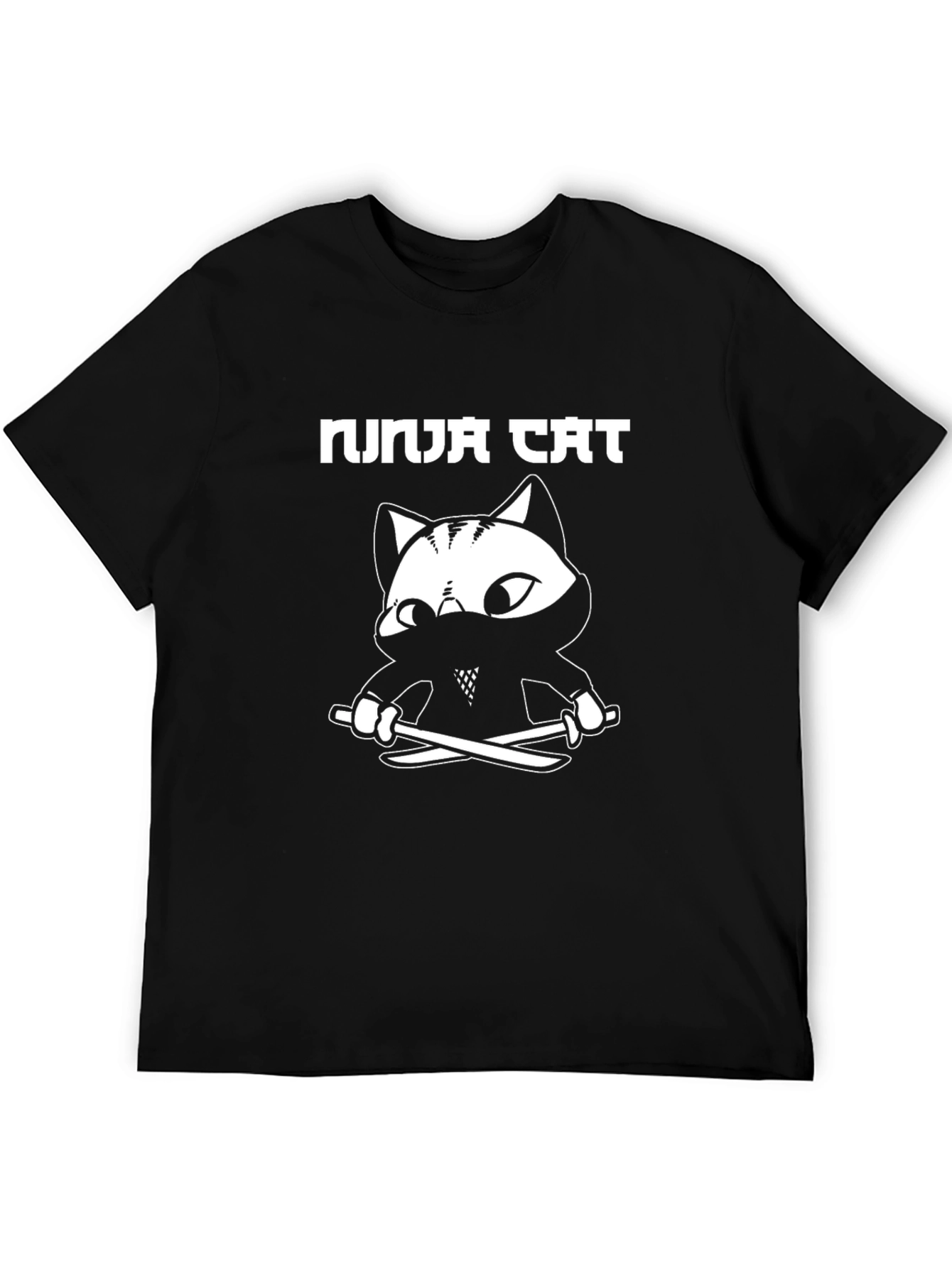 Ninja Cat Graphic Tee - Black Cotton Blend