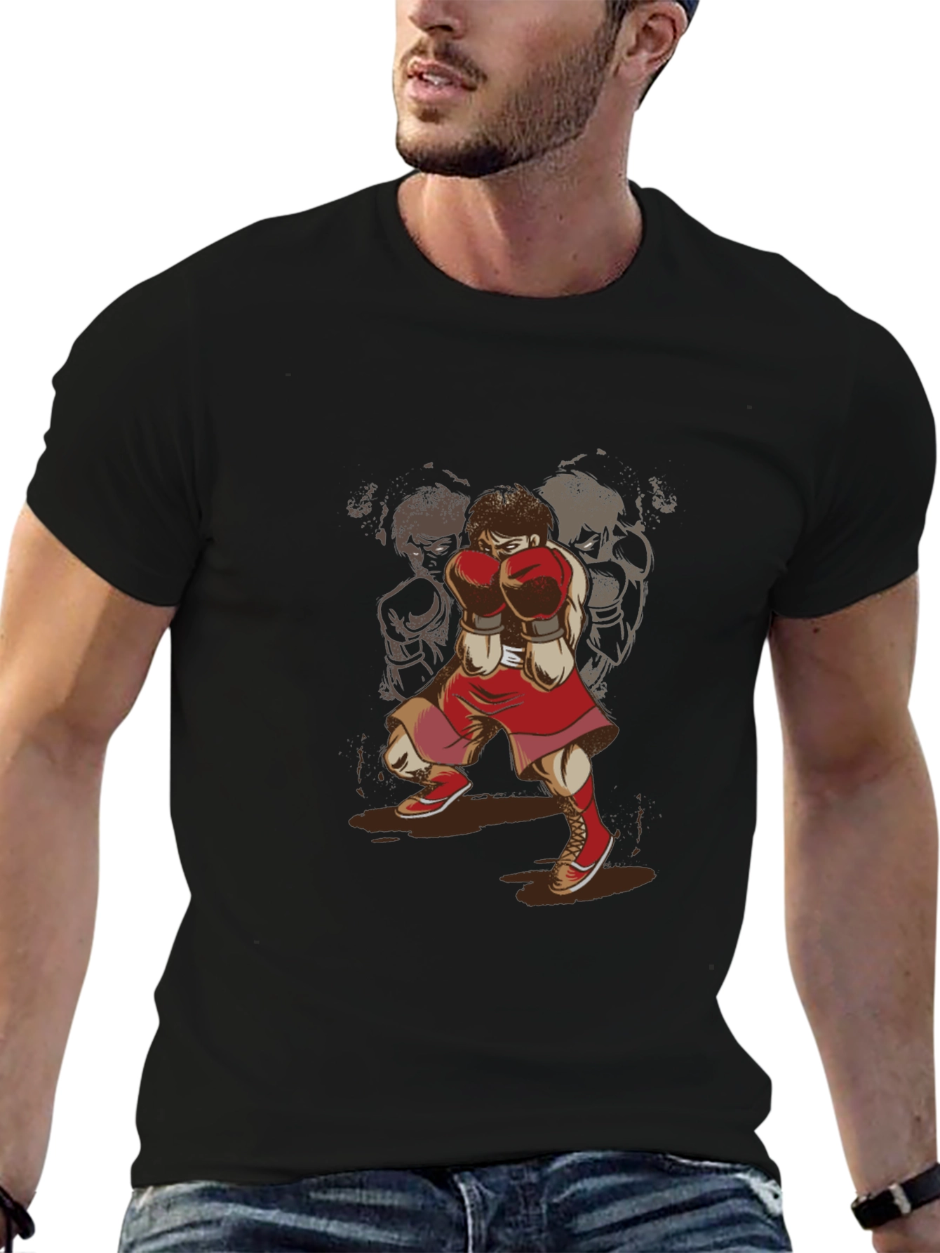 Boxer Graphic T-Shirt - Retro Sports Style Tee