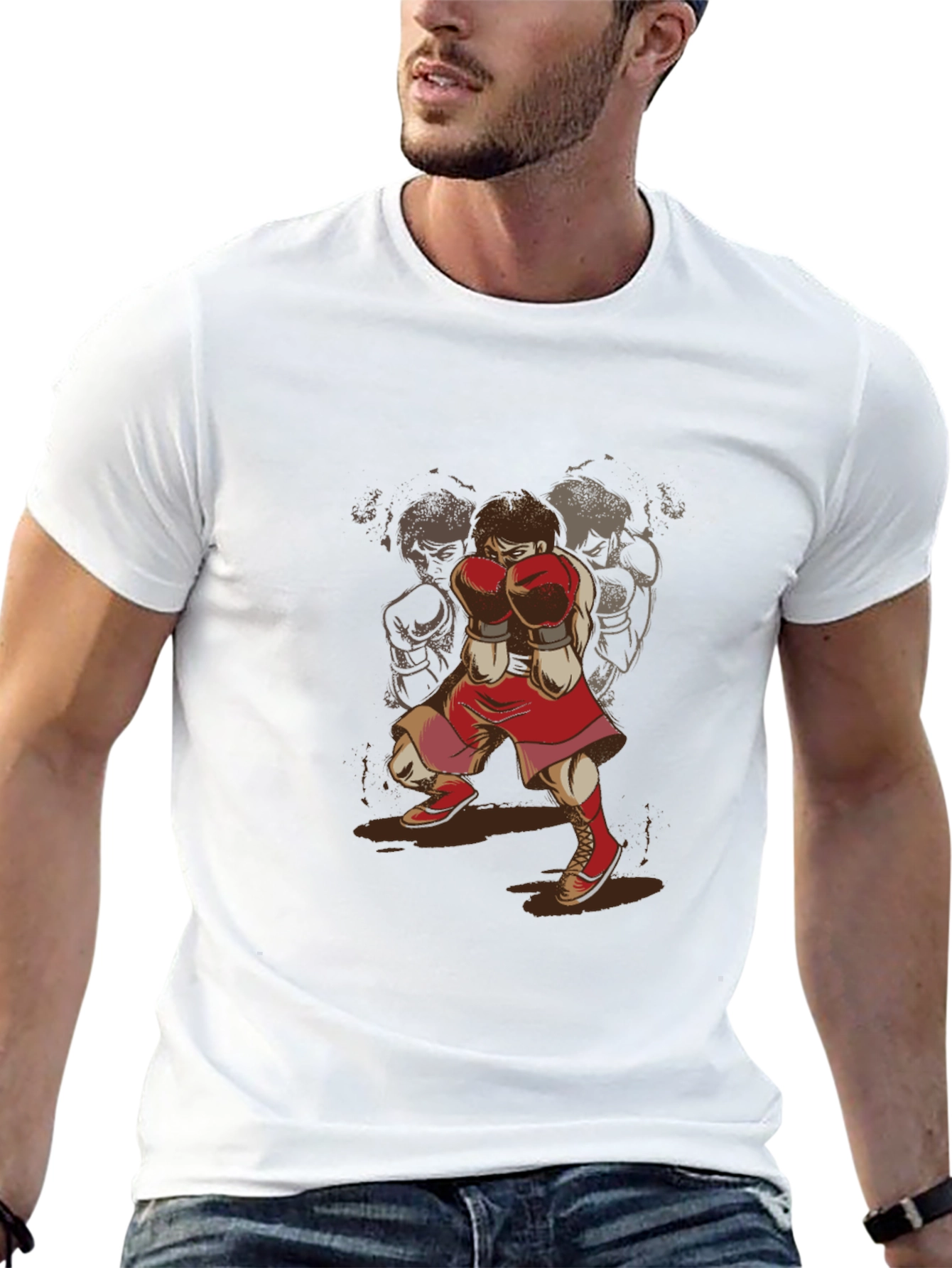 Boxer Graphic T-Shirt - Retro Sports Style Tee