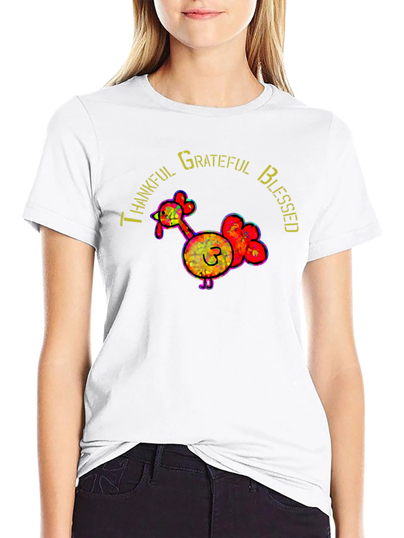 Thankful Grateful Blessed Thanksgiving Turkey T-Shirt