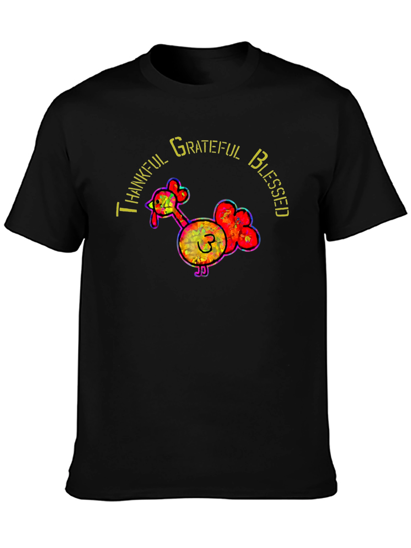 Thankful Grateful Blessed Thanksgiving Turkey T-Shirt