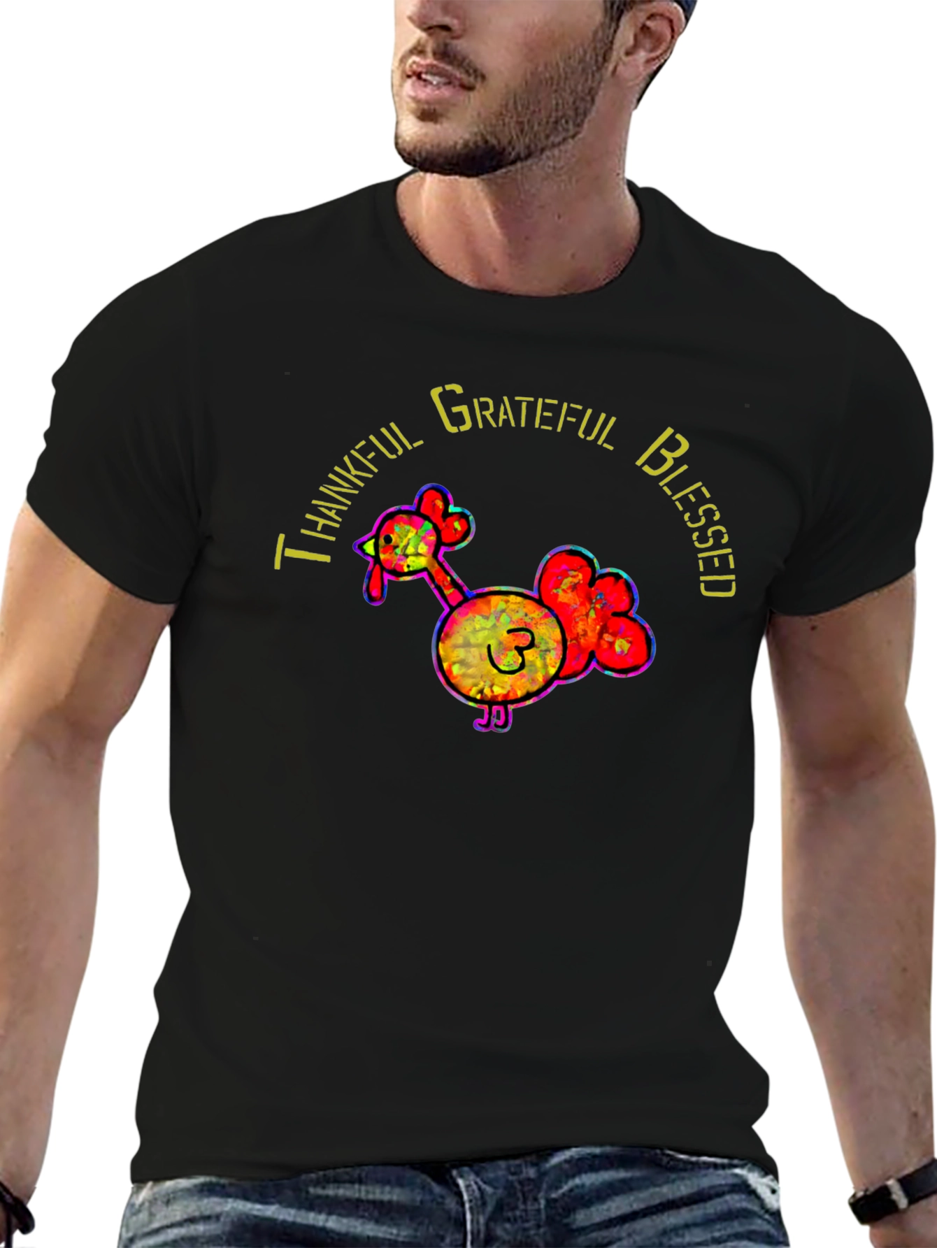 Thankful Grateful Blessed Thanksgiving Turkey T-Shirt