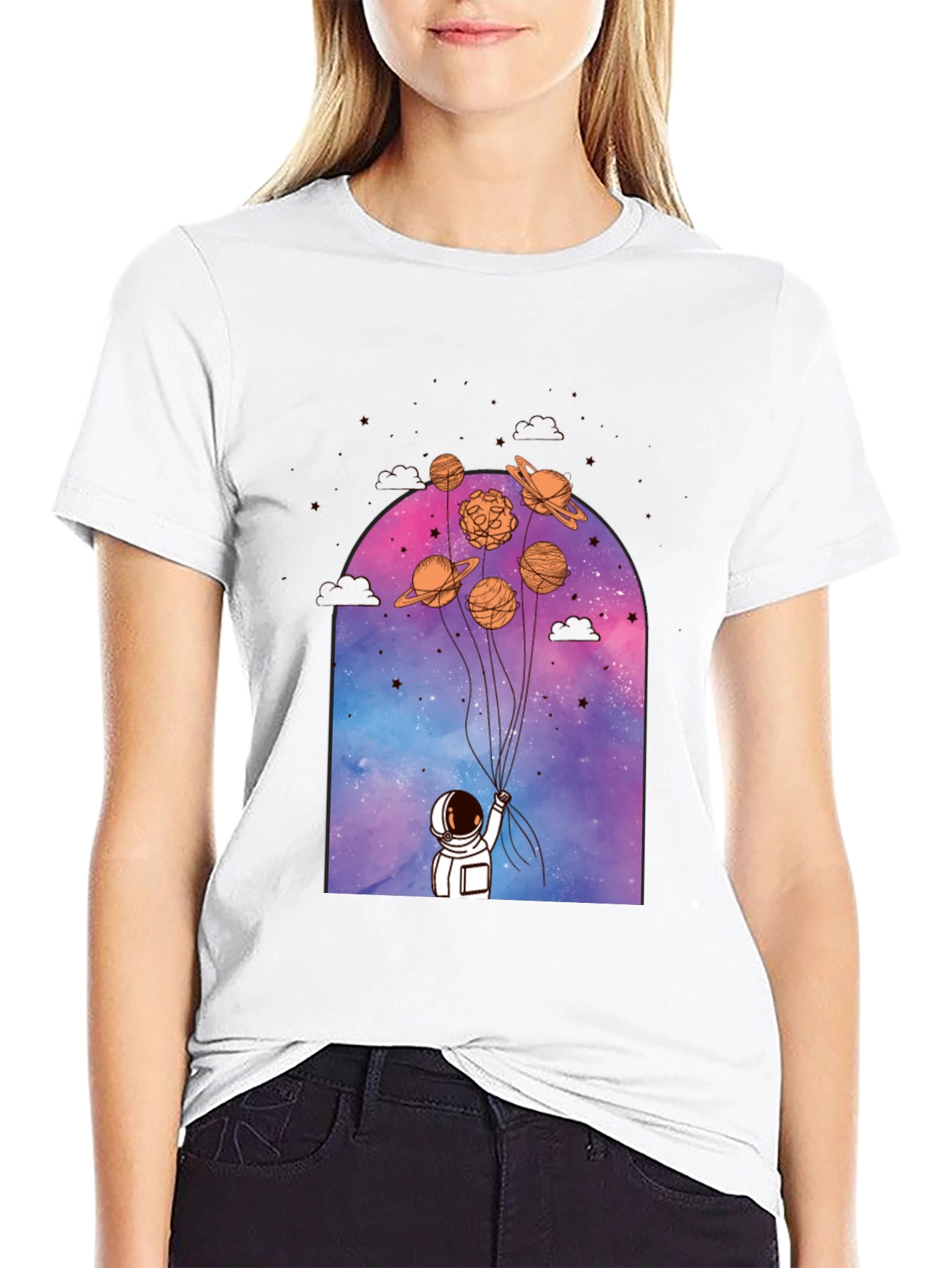 Astronaut & Planet Balloons Graphic Tee