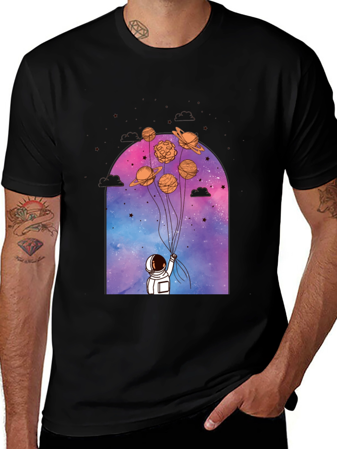 Astronaut & Planet Balloons Graphic Tee