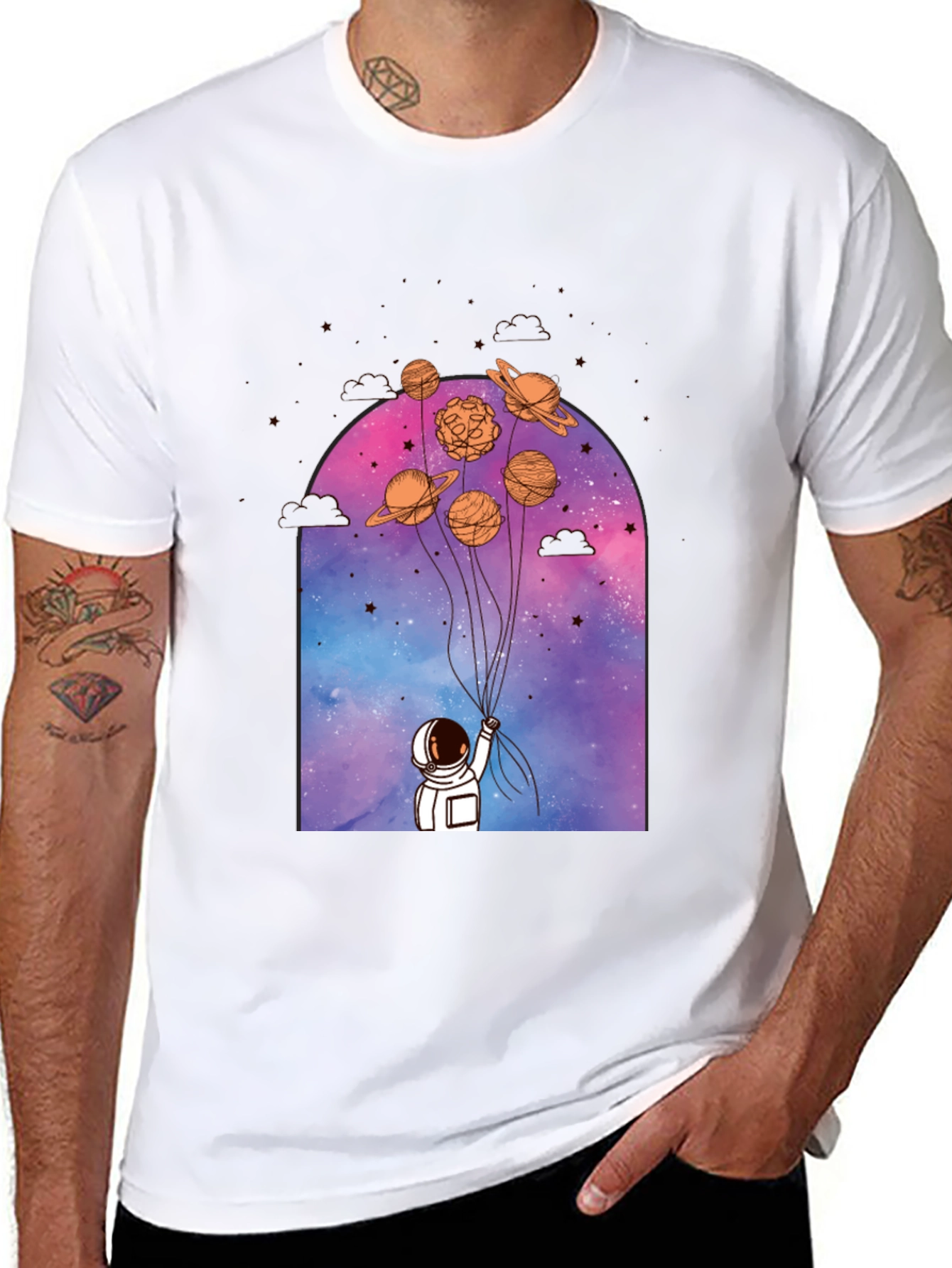Astronaut & Planet Balloons Graphic Tee