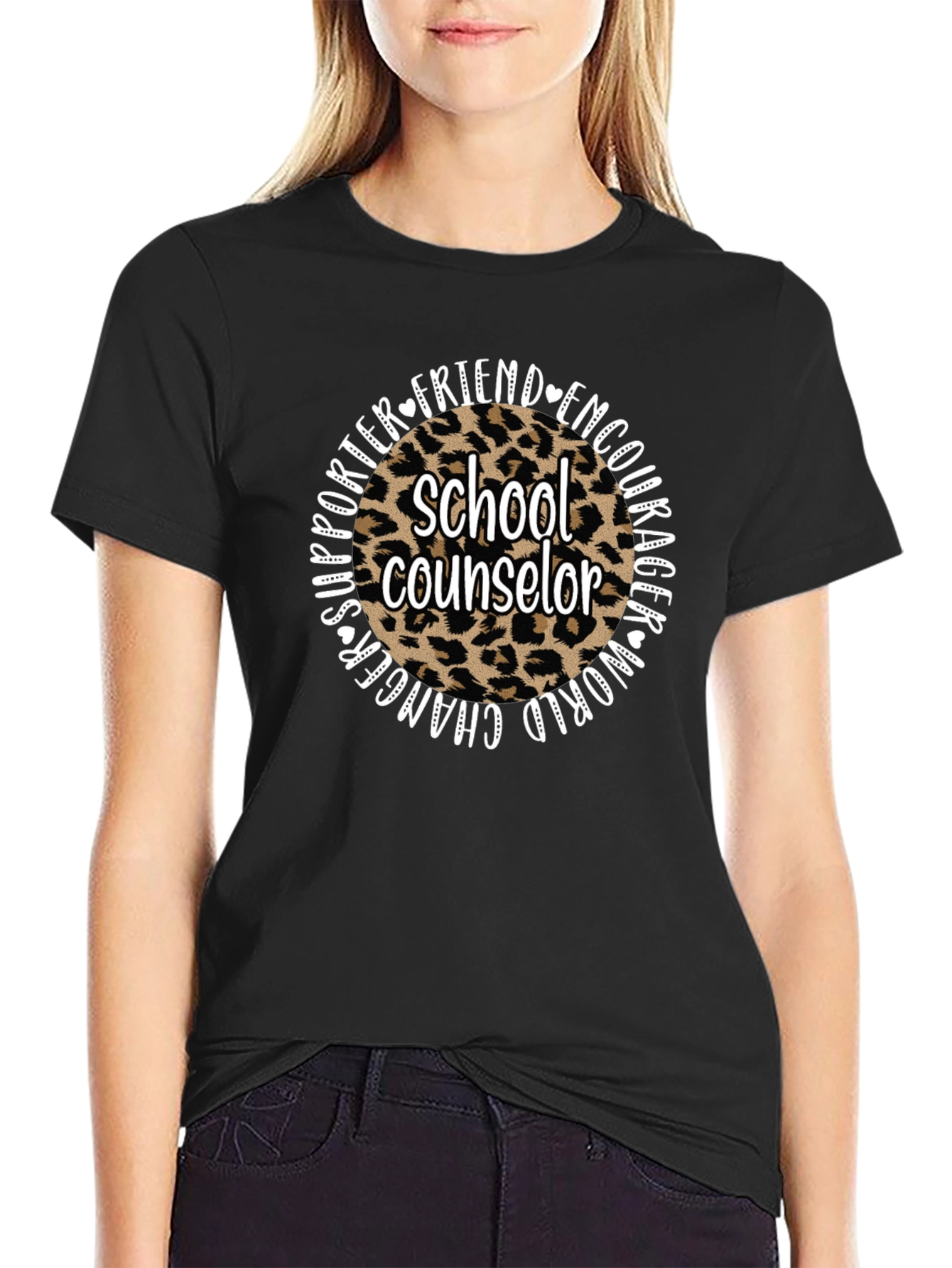School Counselor Leopard Print Graphic Tee