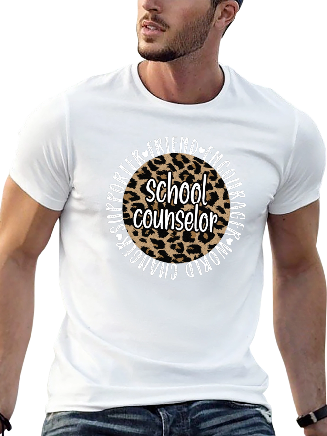 School Counselor Leopard Print Graphic Tee