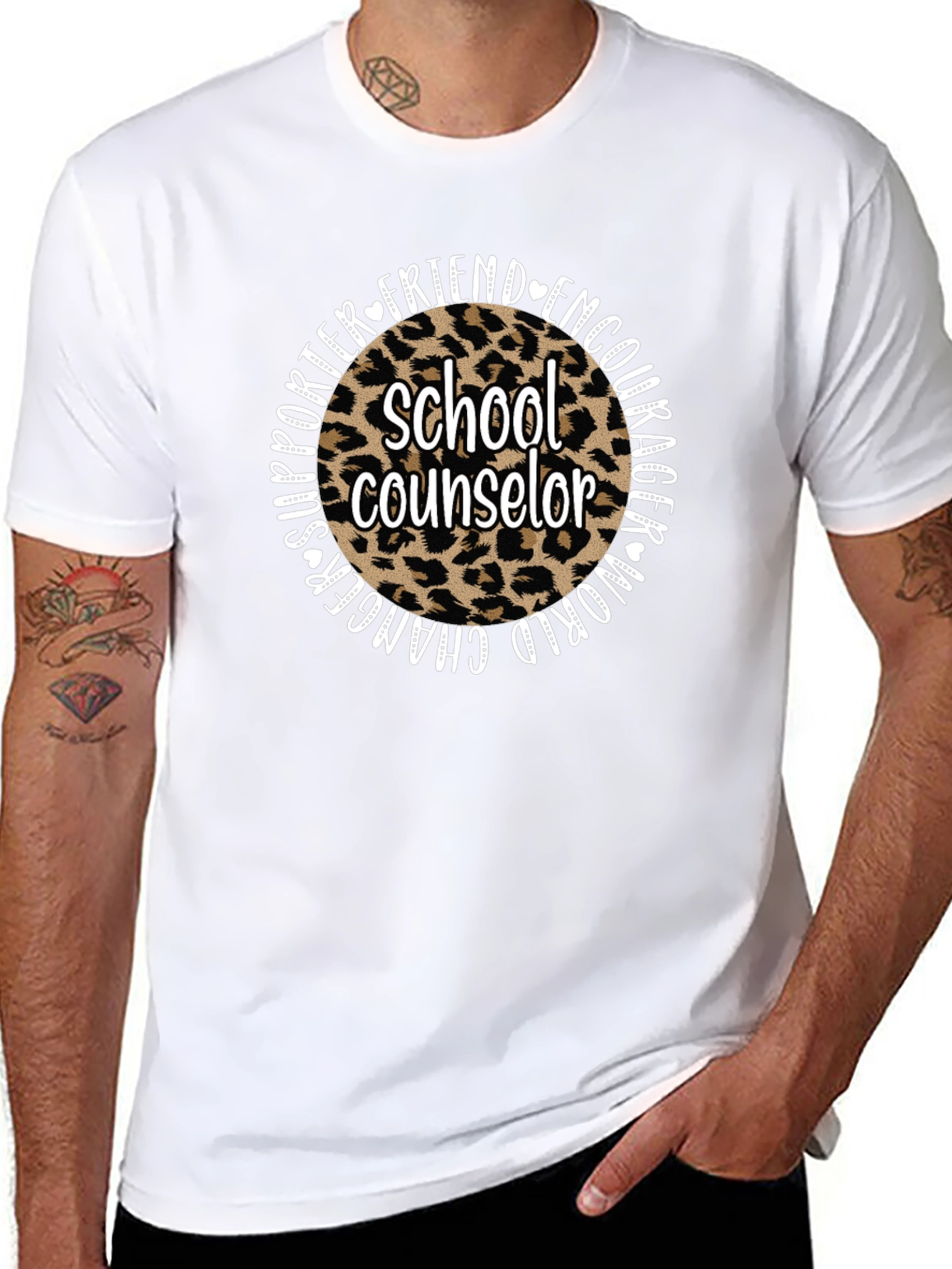 School Counselor Leopard Print Graphic Tee