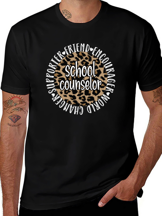 School Counselor Leopard Print Graphic Tee