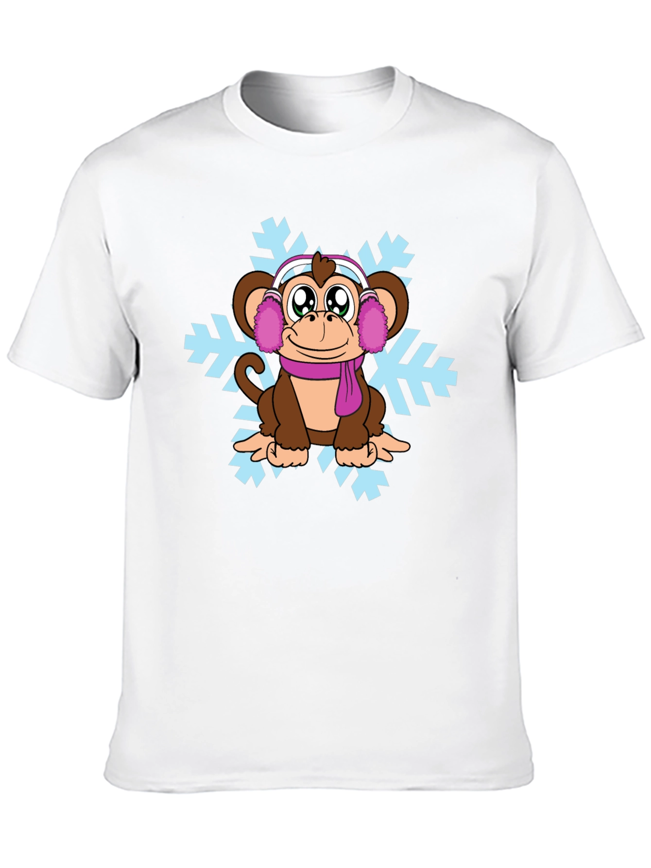 Winter Monkey T-Shirt - Cute Cartoon Graphic Tee