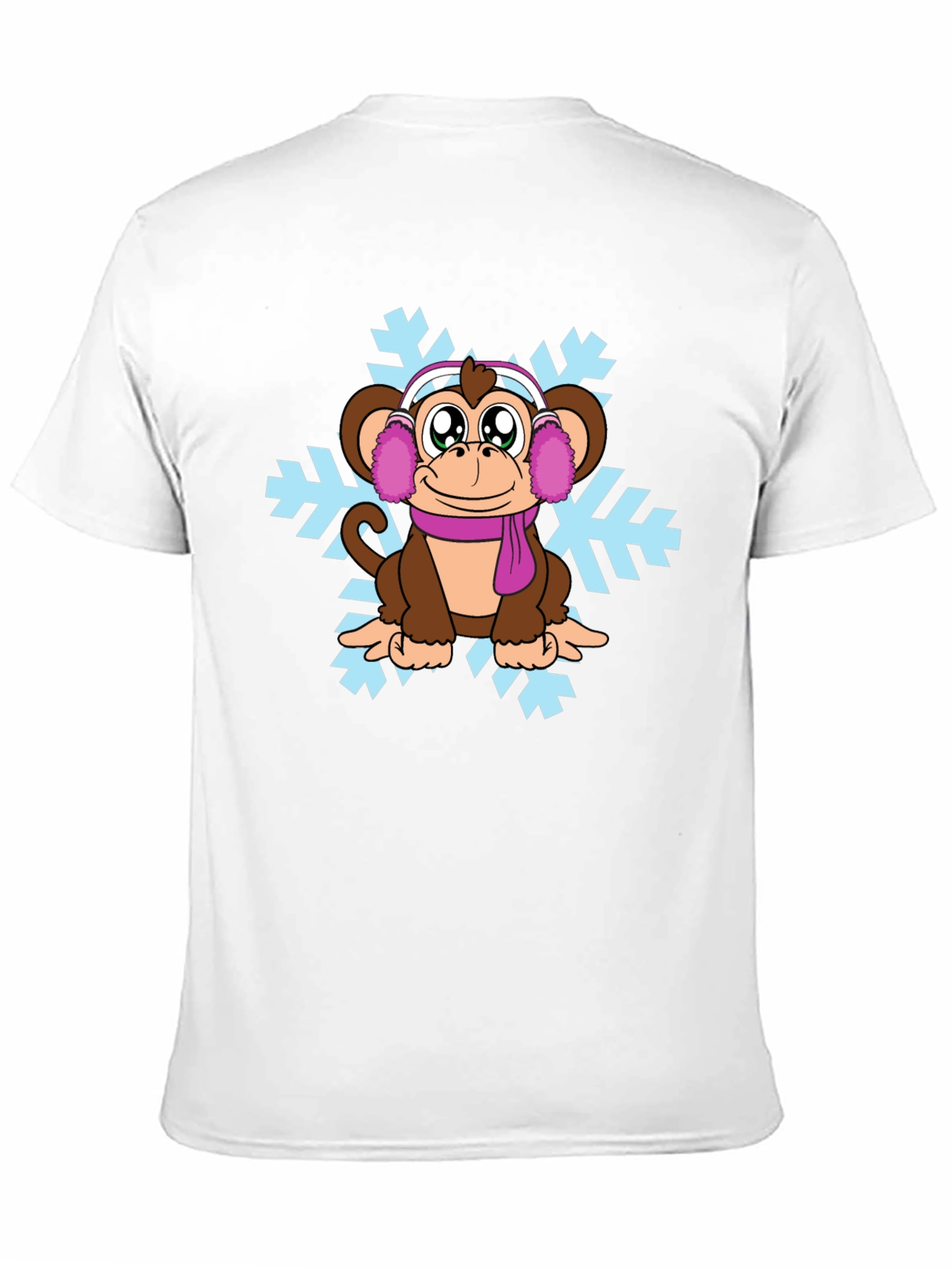 Winter Monkey T-Shirt - Cute Cartoon Graphic Tee