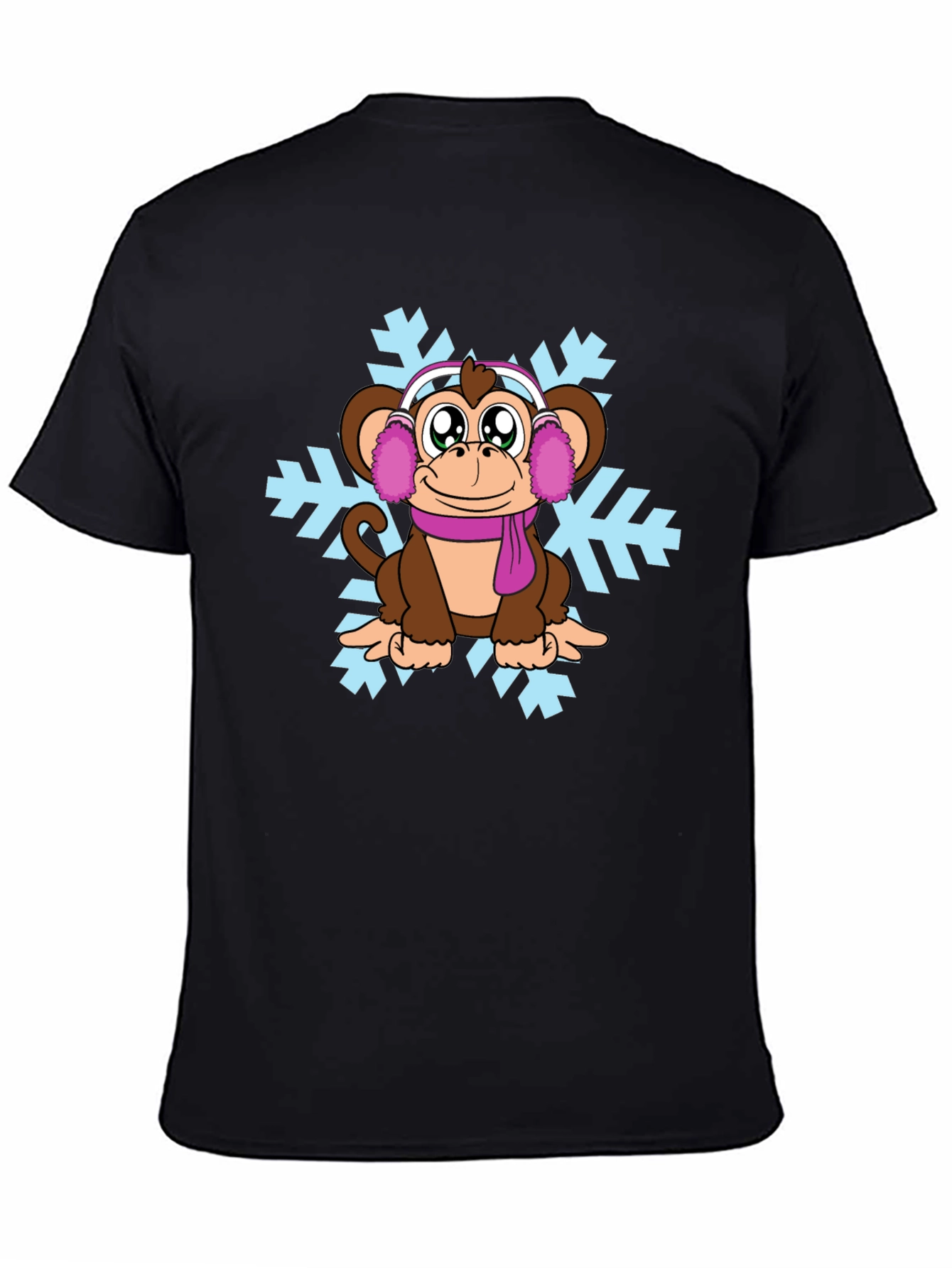 Winter Monkey T-Shirt - Cute Cartoon Graphic Tee