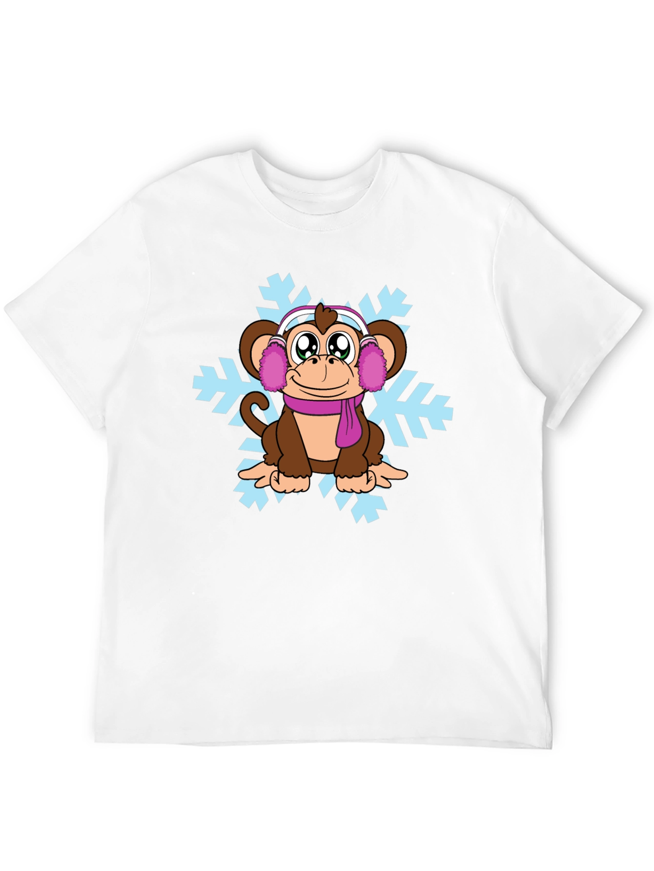 Winter Monkey T-Shirt - Cute Cartoon Graphic Tee