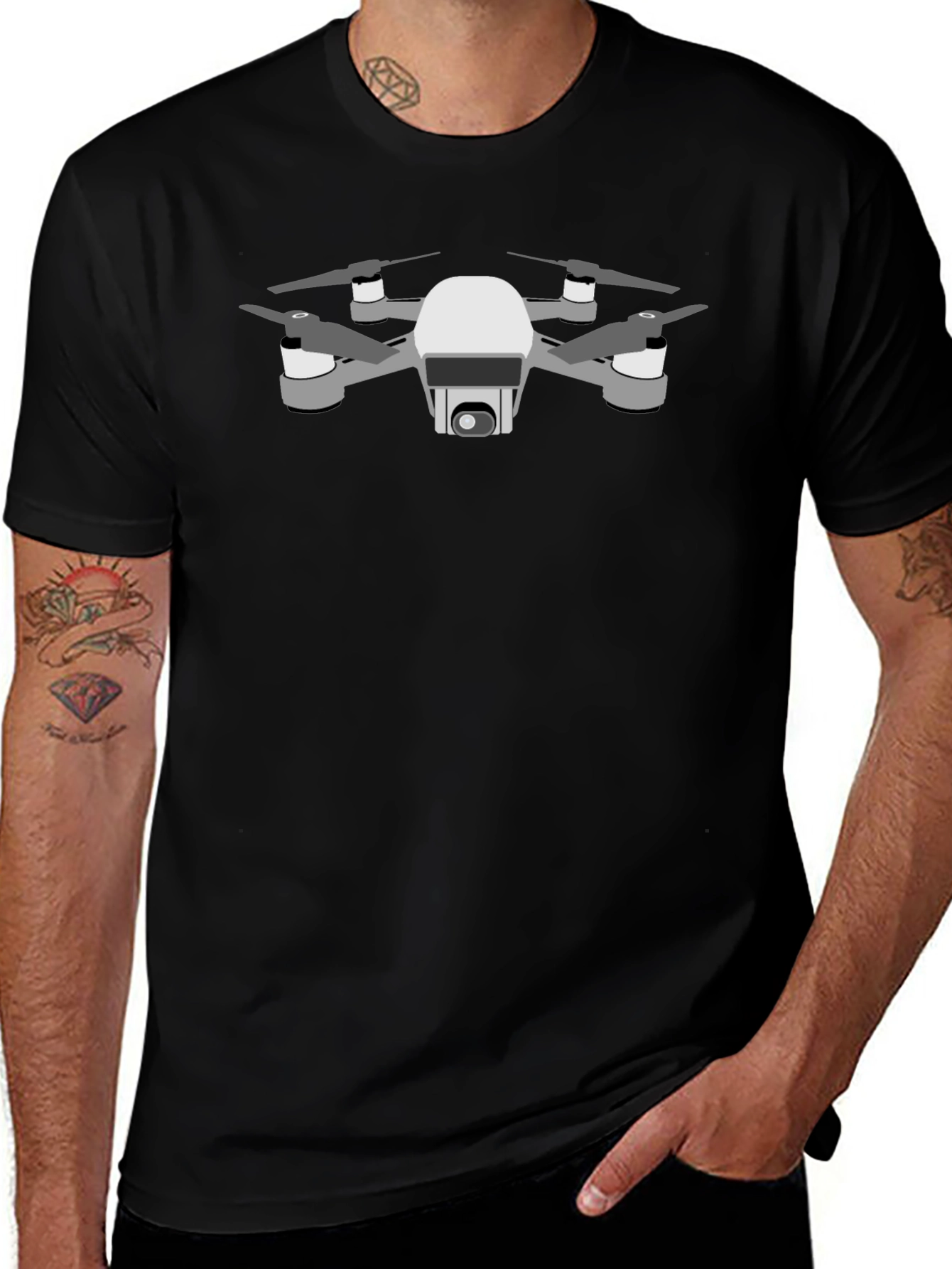 Drone Graphic Tee - Black Short Sleeve
