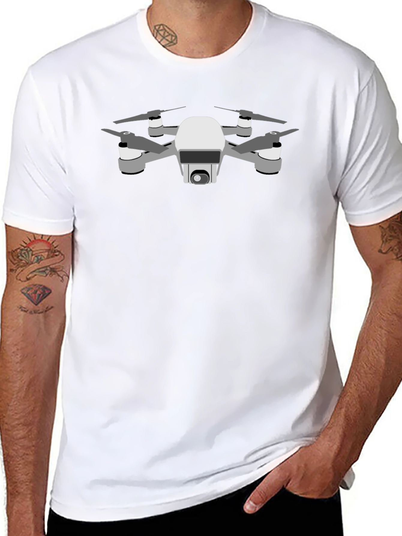 Drone Graphic Tee - Black Short Sleeve