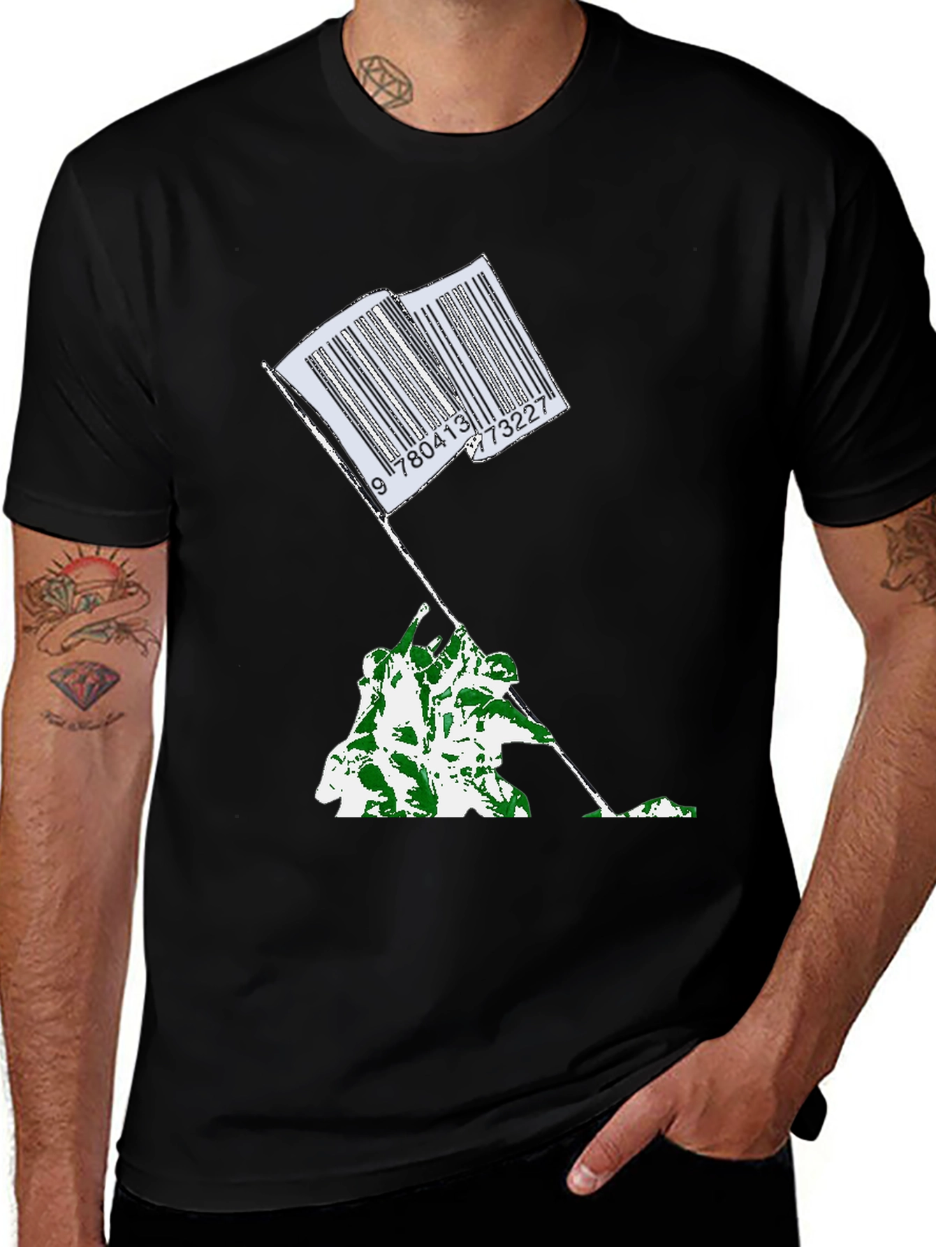 Barcode Flag Graphic Tee - Casual Comfort