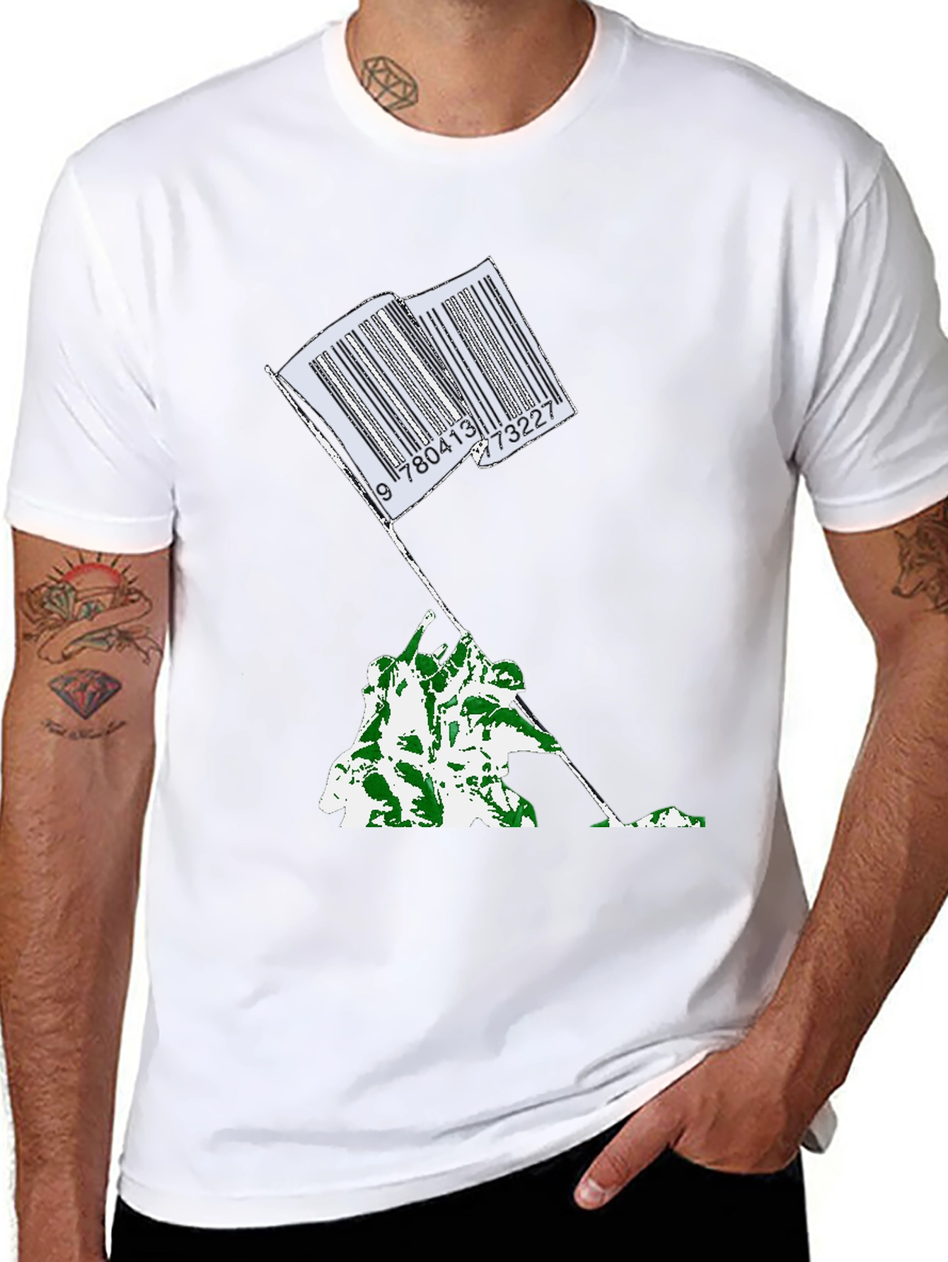 Barcode Flag Graphic Tee - Casual Comfort