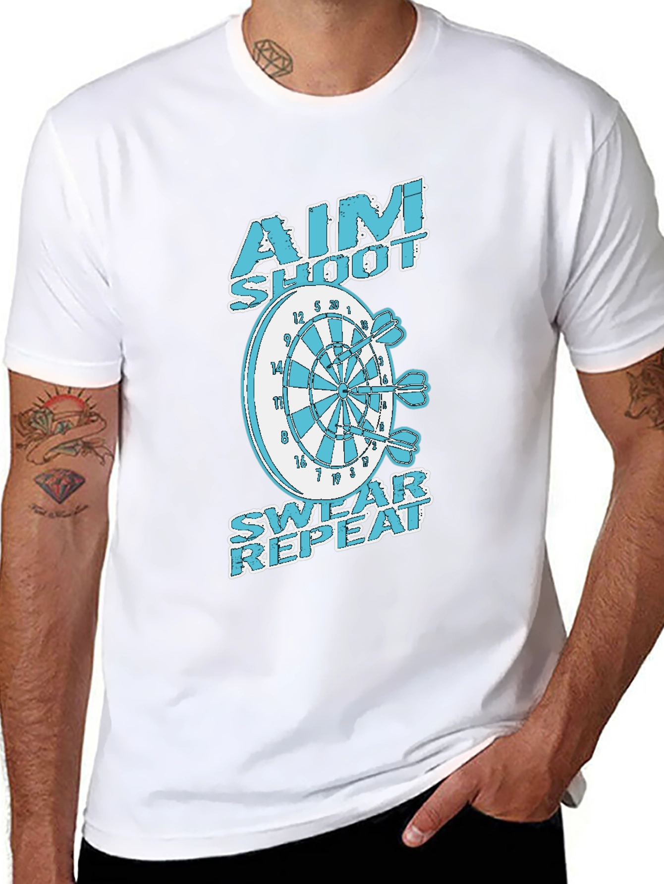 Aim Shoot Swear Repeat Dart T-Shirt