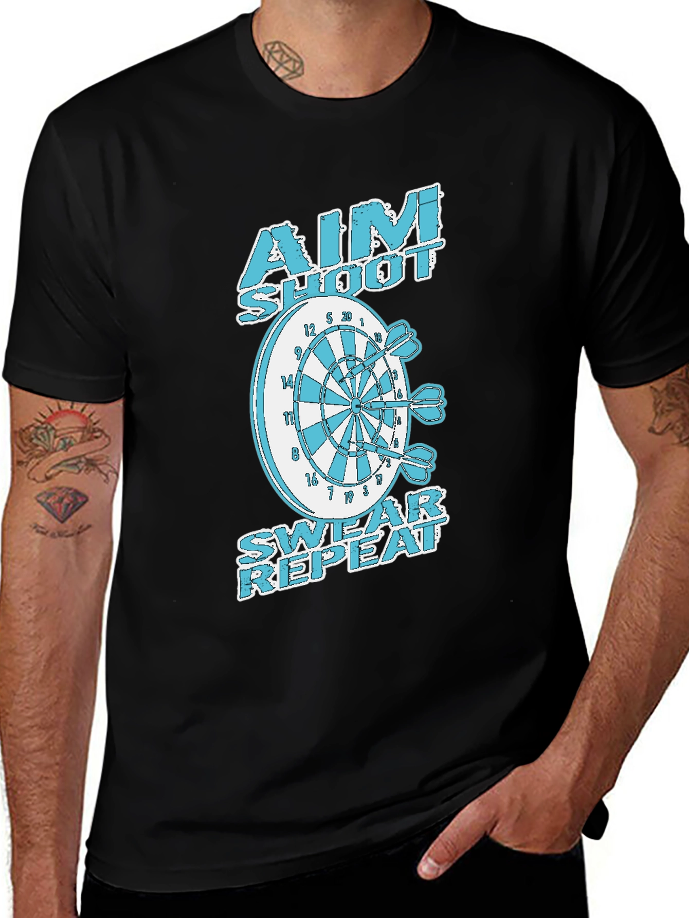 Aim Shoot Swear Repeat Dart T-Shirt