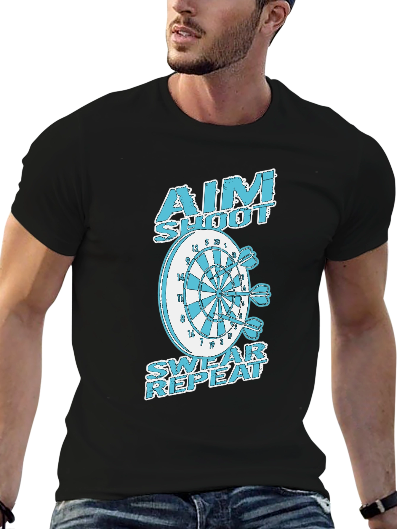 Aim Shoot Swear Repeat Dart T-Shirt