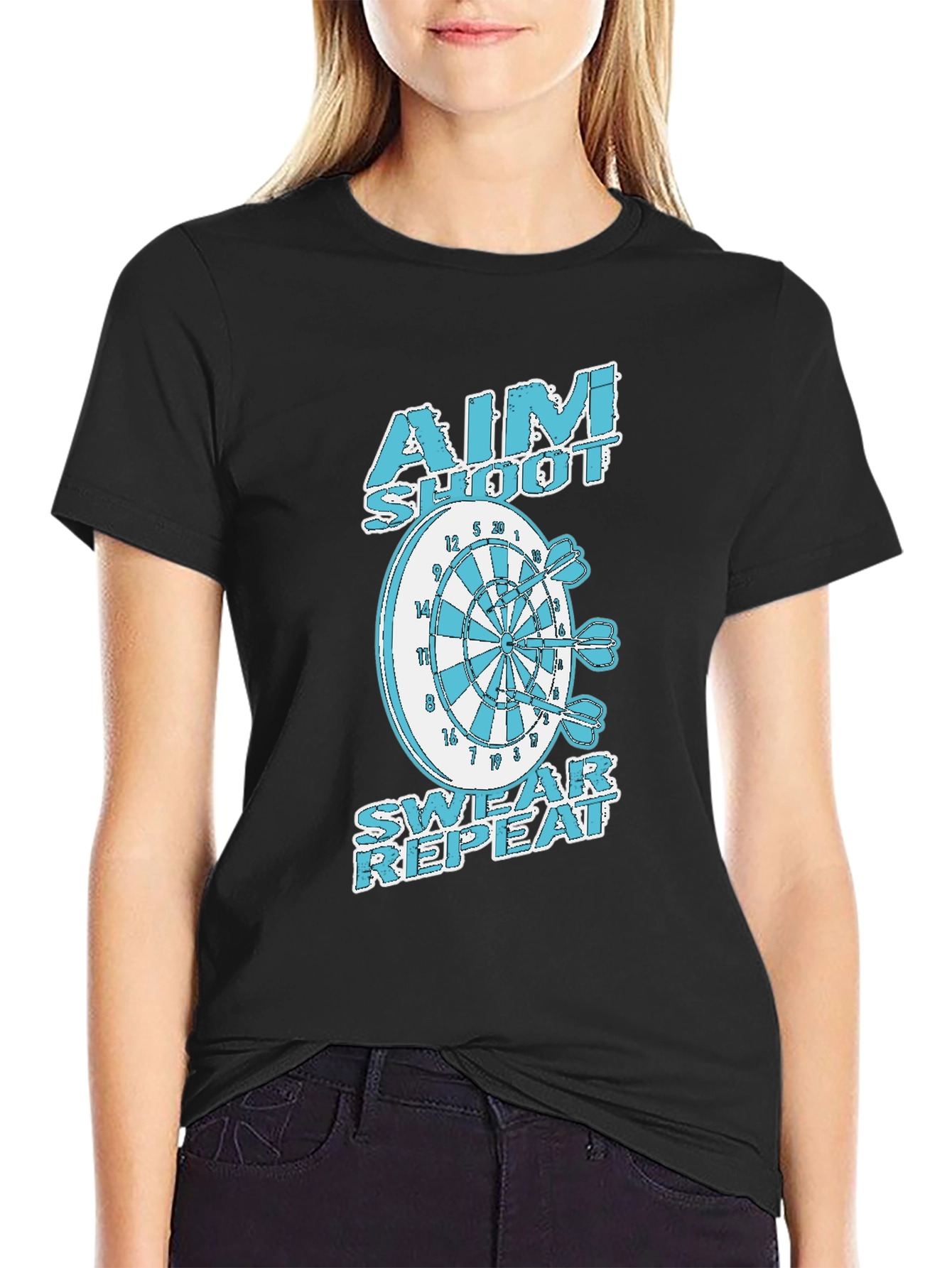 Aim Shoot Swear Repeat Dart T-Shirt