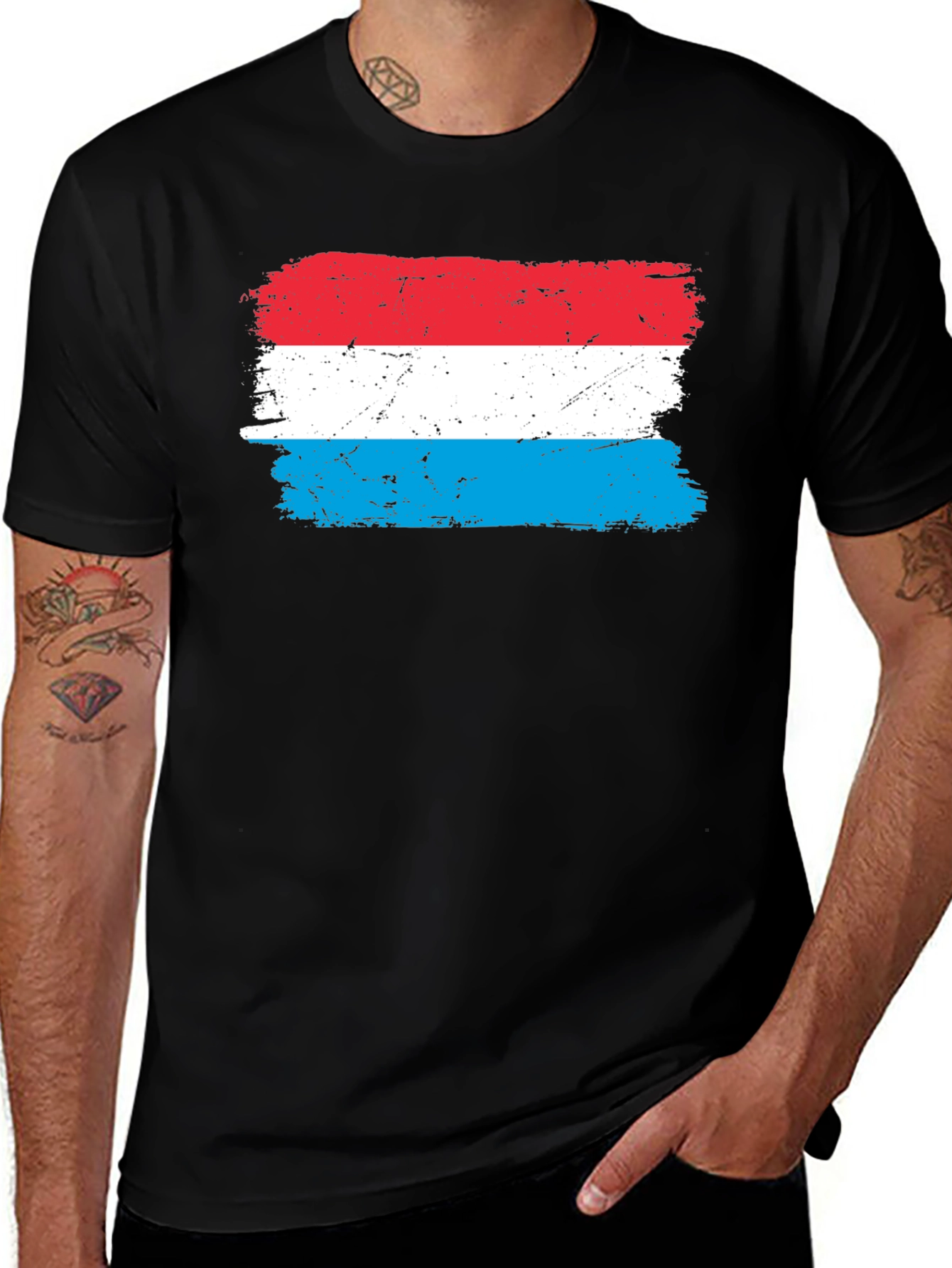 Luxembourg Flag T-Shirt - Distressed Design