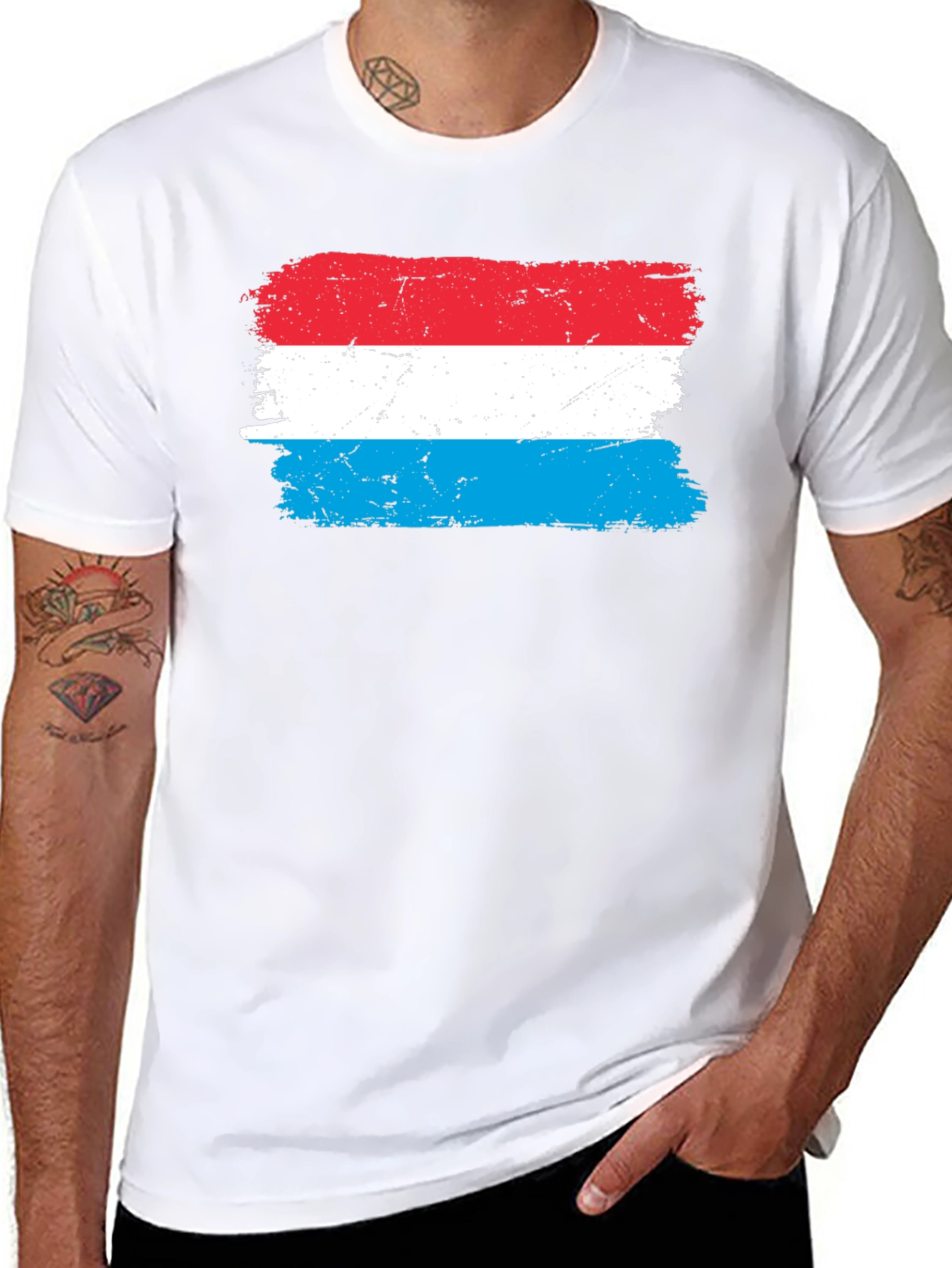 Luxembourg Flag T-Shirt - Distressed Design