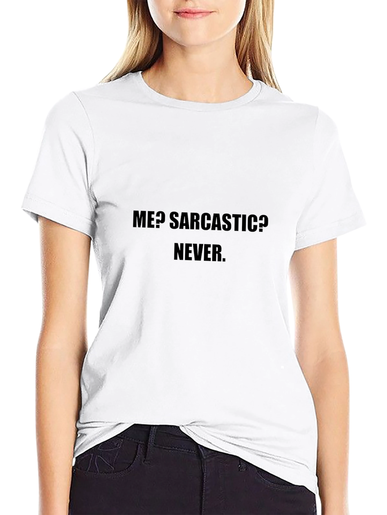 Sarcastic Never Black Cotton T-Shirt