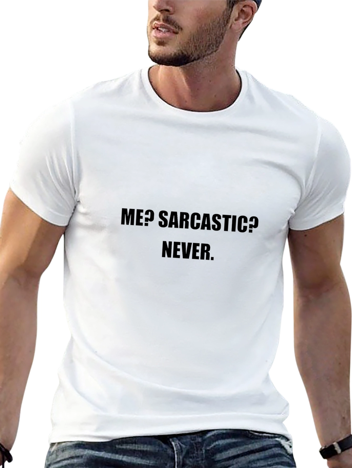 Sarcastic Never Black Cotton T-Shirt