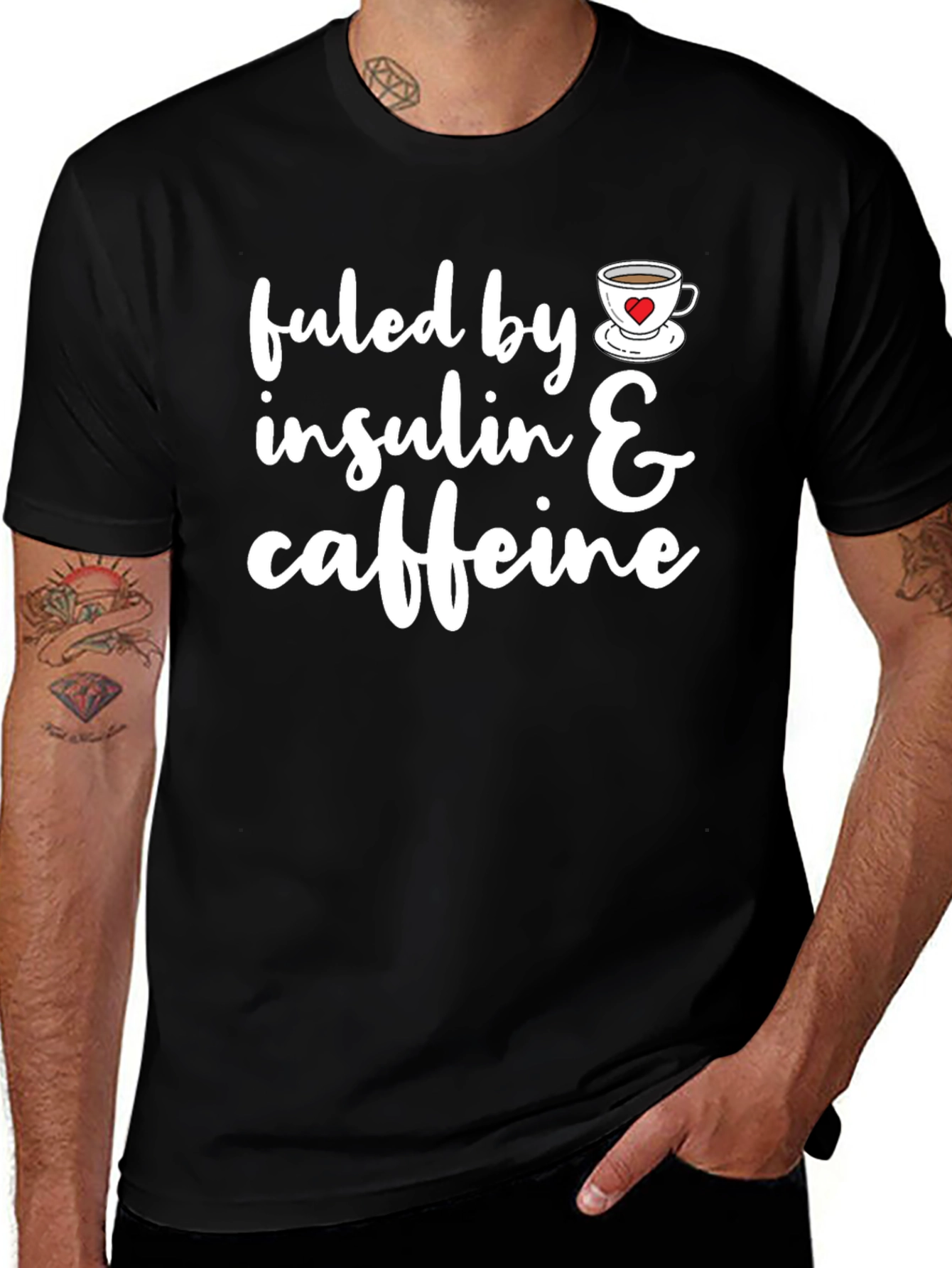 Fueled By Insulin & Caffeine T-Shirt Funny Diabetes Tee