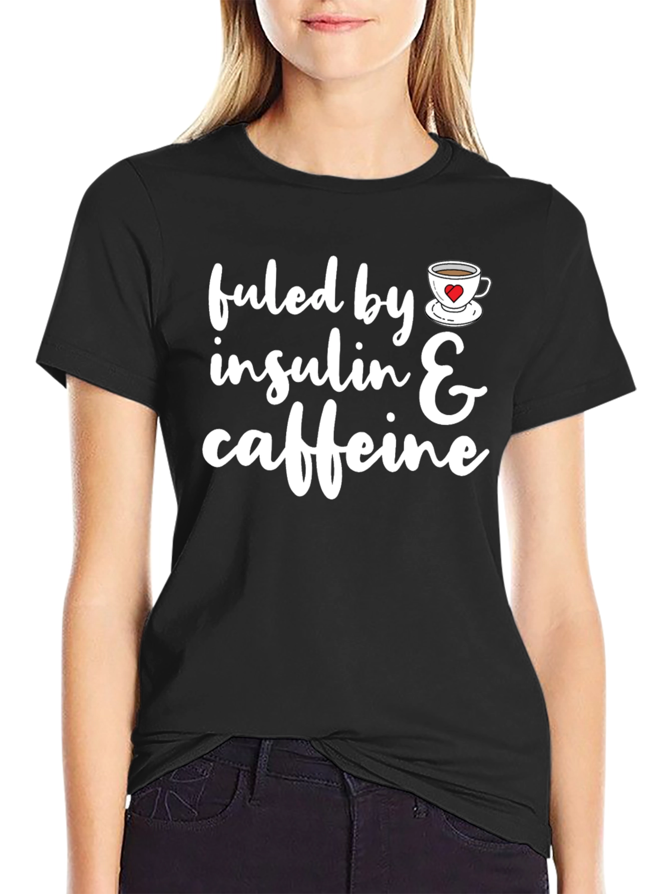 Fueled By Insulin & Caffeine T-Shirt Funny Diabetes Tee