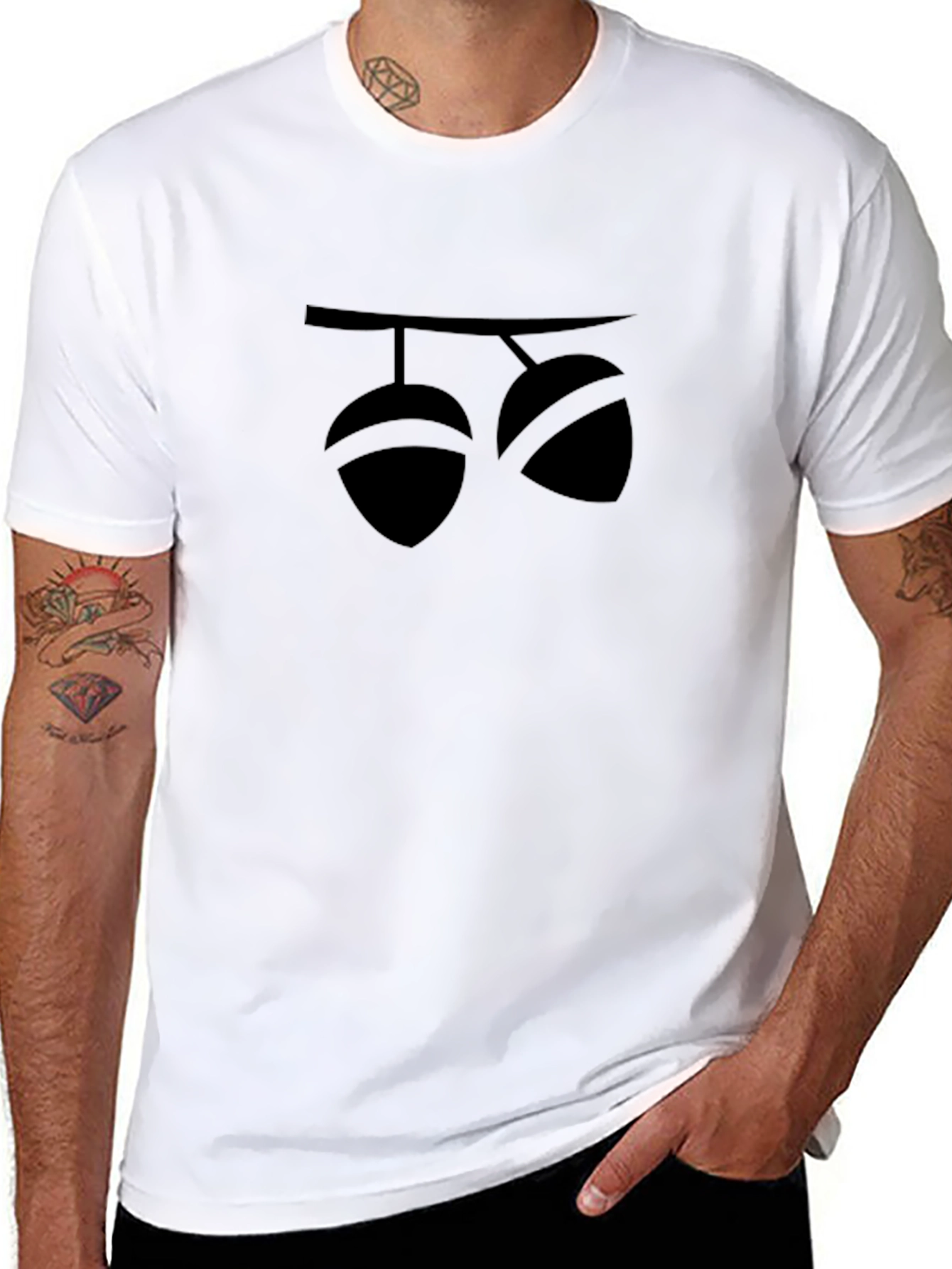 Acorn Graphic Black T-Shirt Modern Style