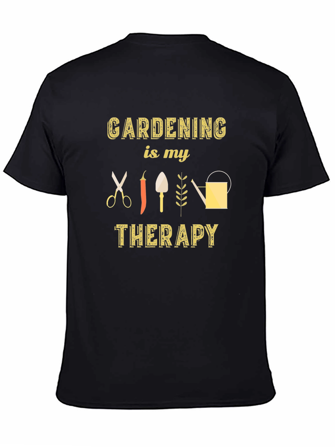 Gardening Therapy T-Shirt - Black Cotton Tee