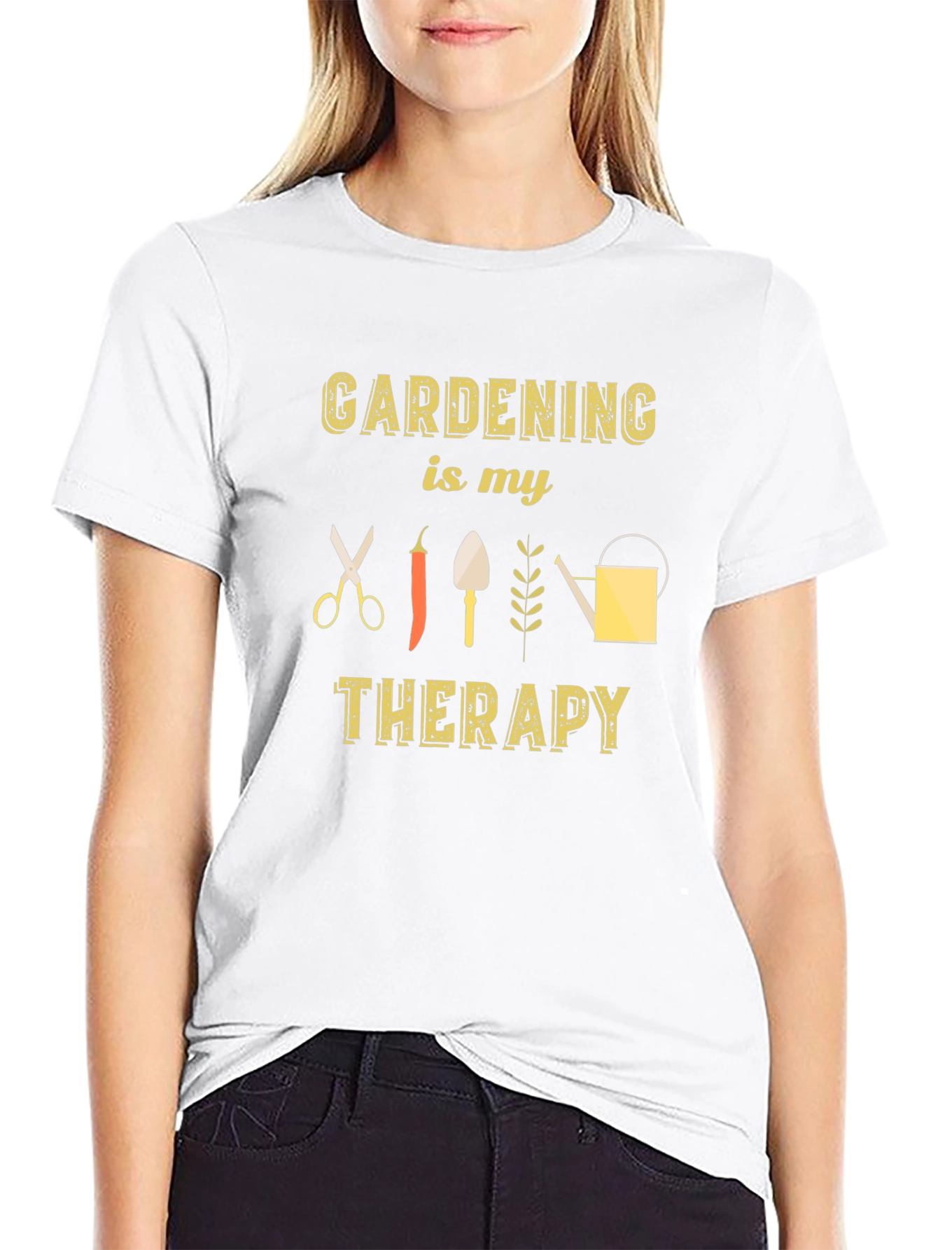 Gardening Therapy T-Shirt - Black Cotton Tee
