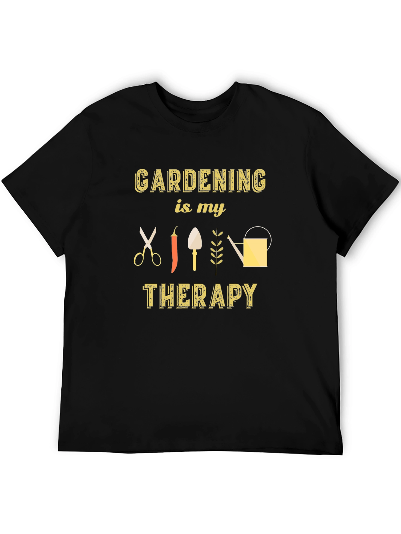 Gardening Therapy T-Shirt - Black Cotton Tee
