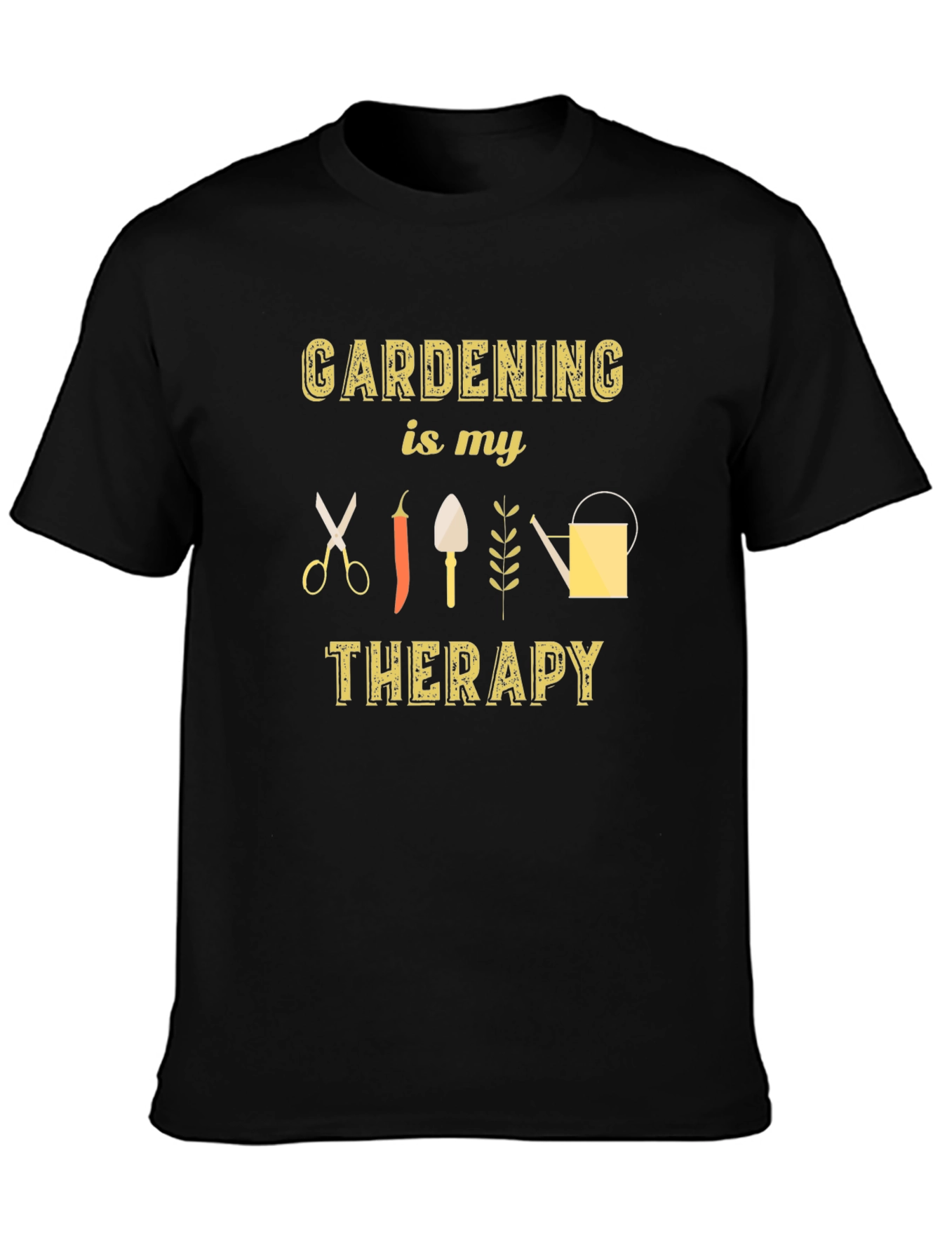 Gardening Therapy T-Shirt - Black Cotton Tee