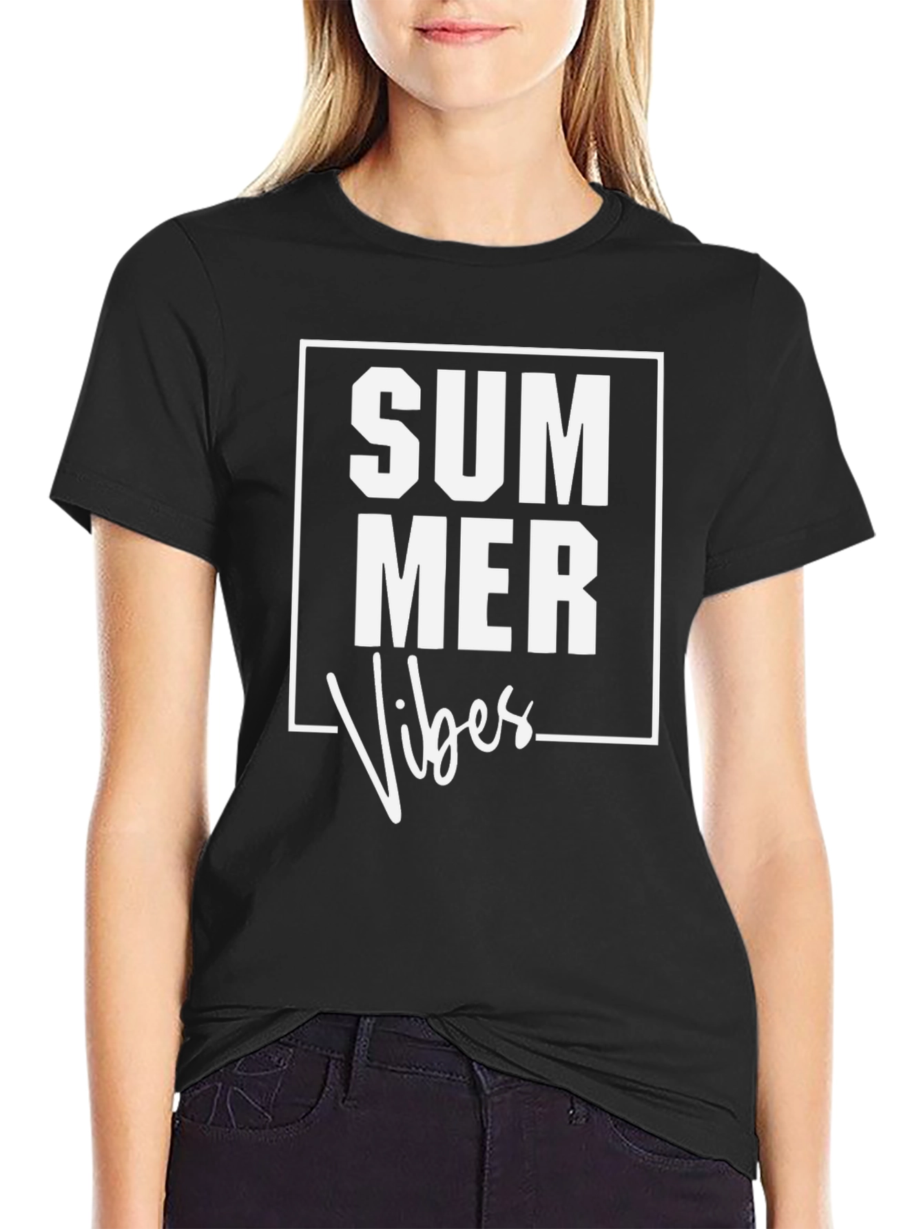 Summer Vibes Graphic Tee - Casual Black T-Shirt
