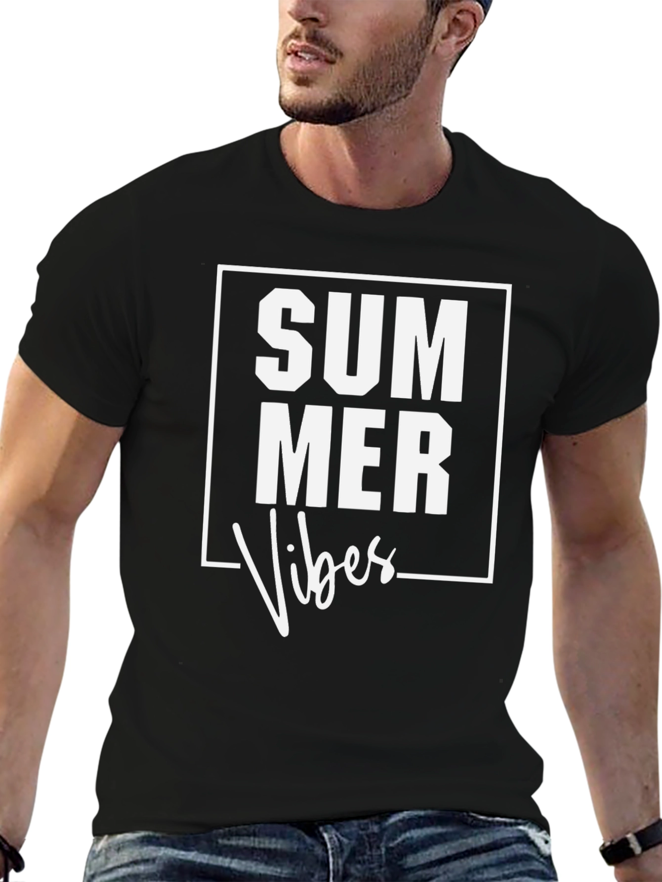 Summer Vibes Graphic Tee - Casual Black T-Shirt