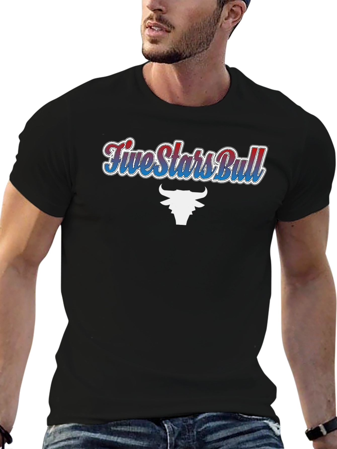 Five Stars Bull Black T-Shirt
