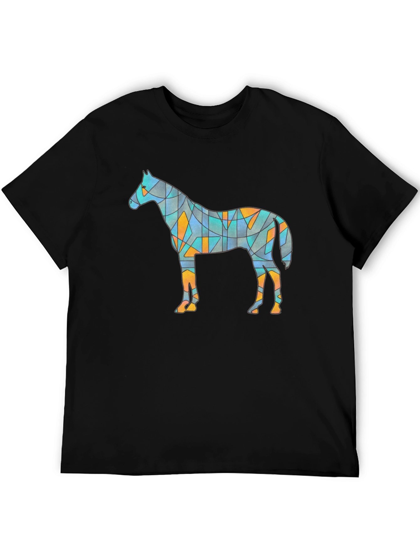 Geometric Horse Graphic Tee - Unique Artistic Design