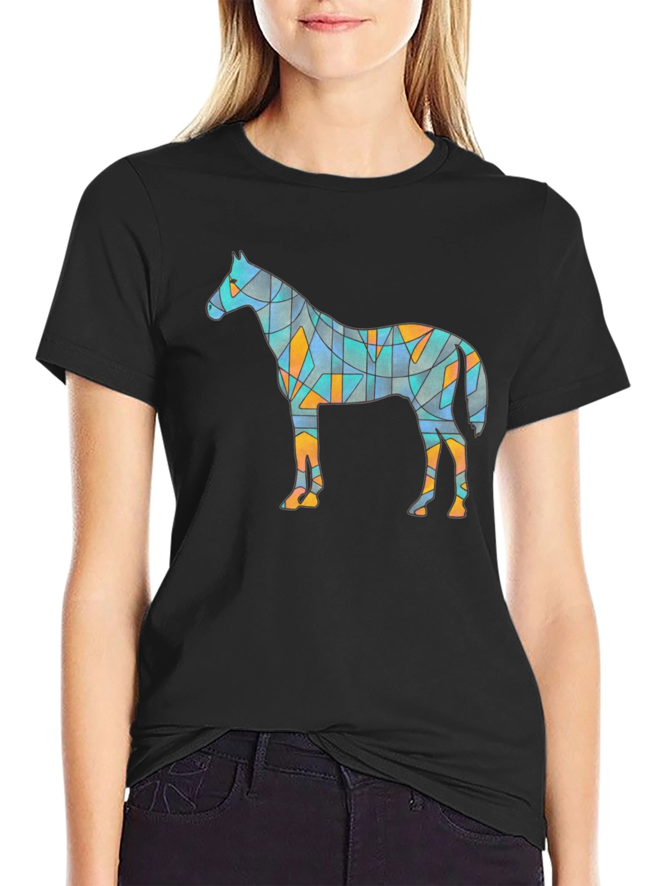 Geometric Horse Graphic Tee - Unique Artistic Design