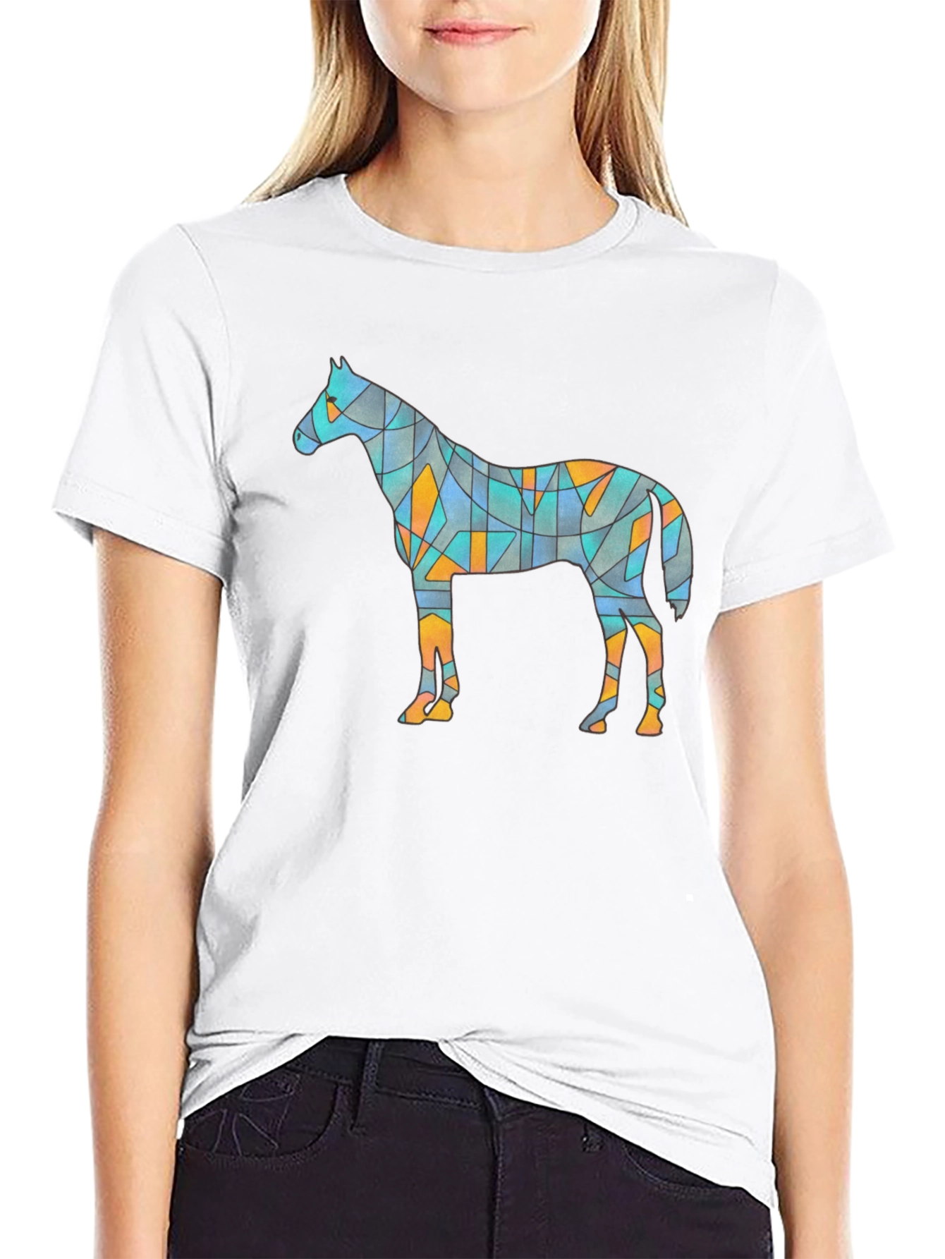Geometric Horse Graphic Tee - Unique Artistic Design