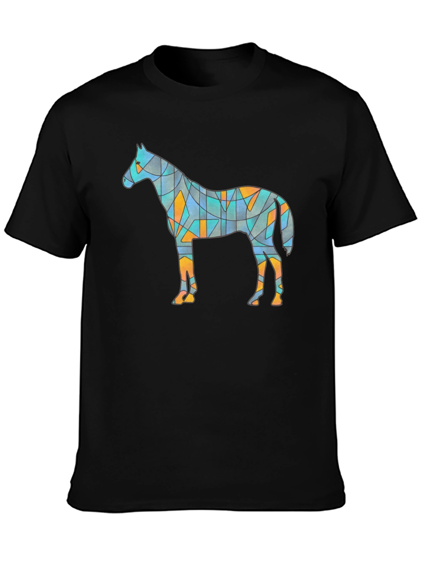 Geometric Horse Graphic Tee - Unique Artistic Design