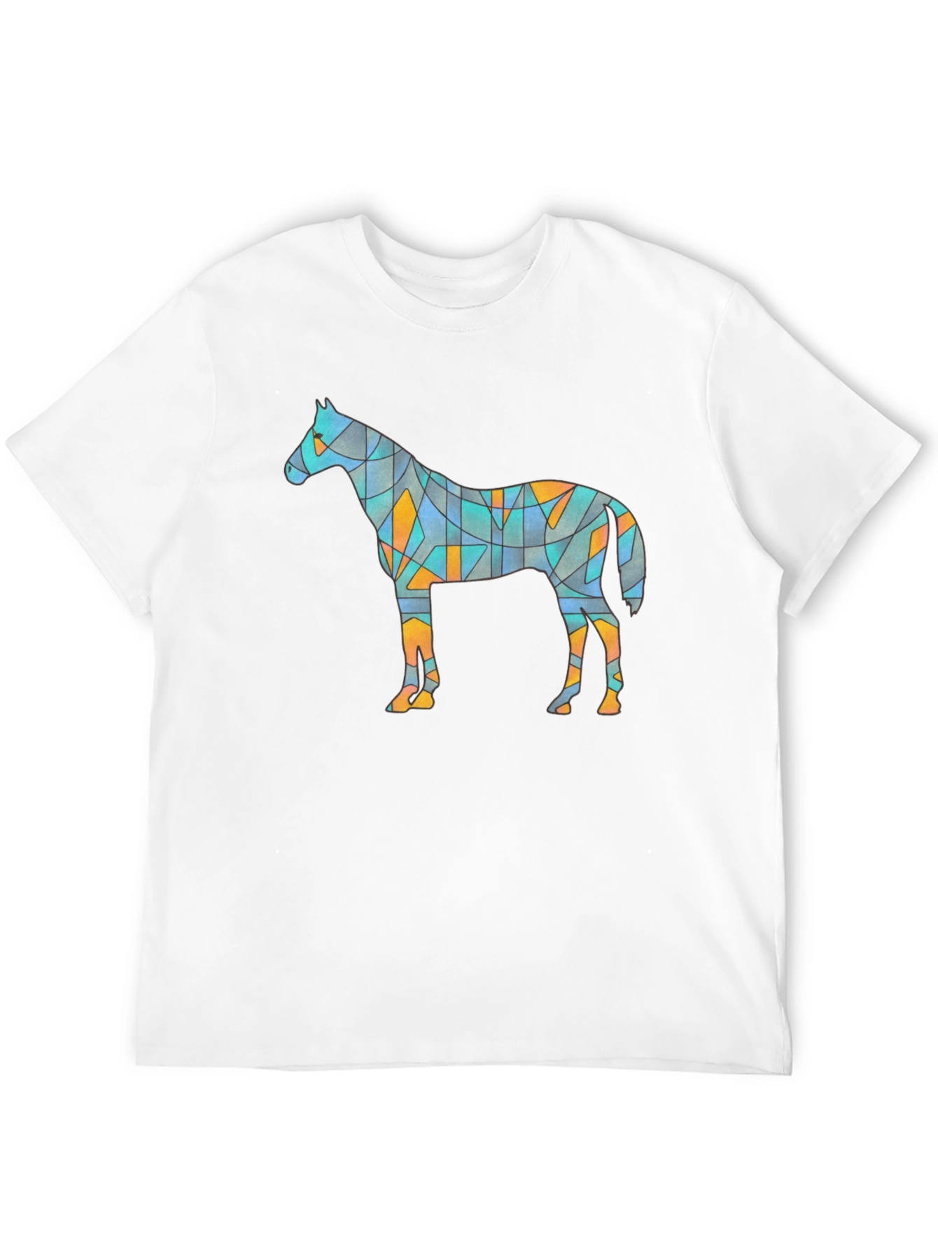 Geometric Horse Graphic Tee - Unique Artistic Design